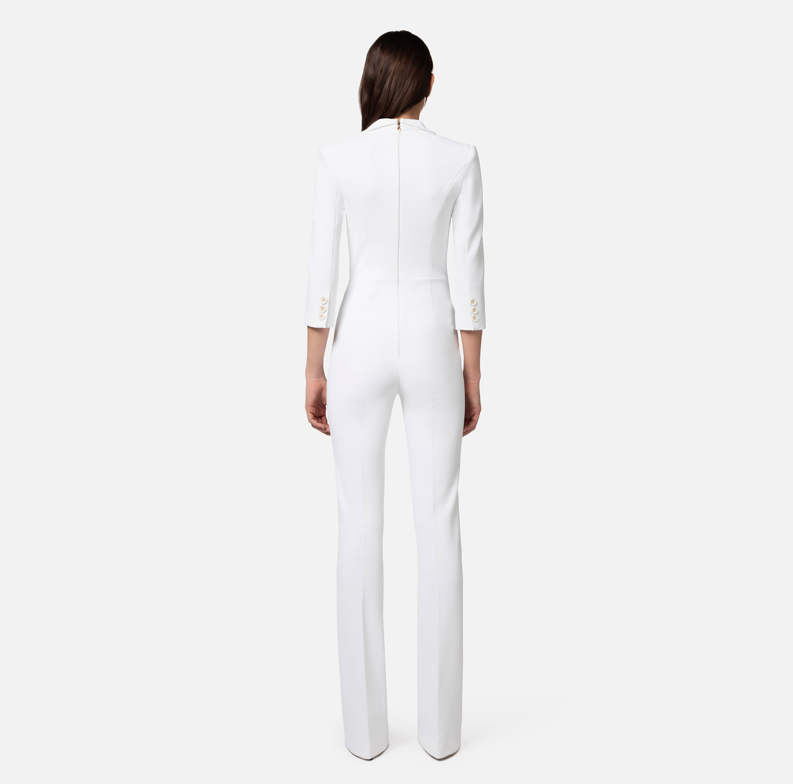 オールインワン・サロペット ELISABETTA FRANCHI Women Jumpsuits TUT4551E2E84 White Buy Elisabetta Franchi White Slim-cut Jumpsuit in Crepe for