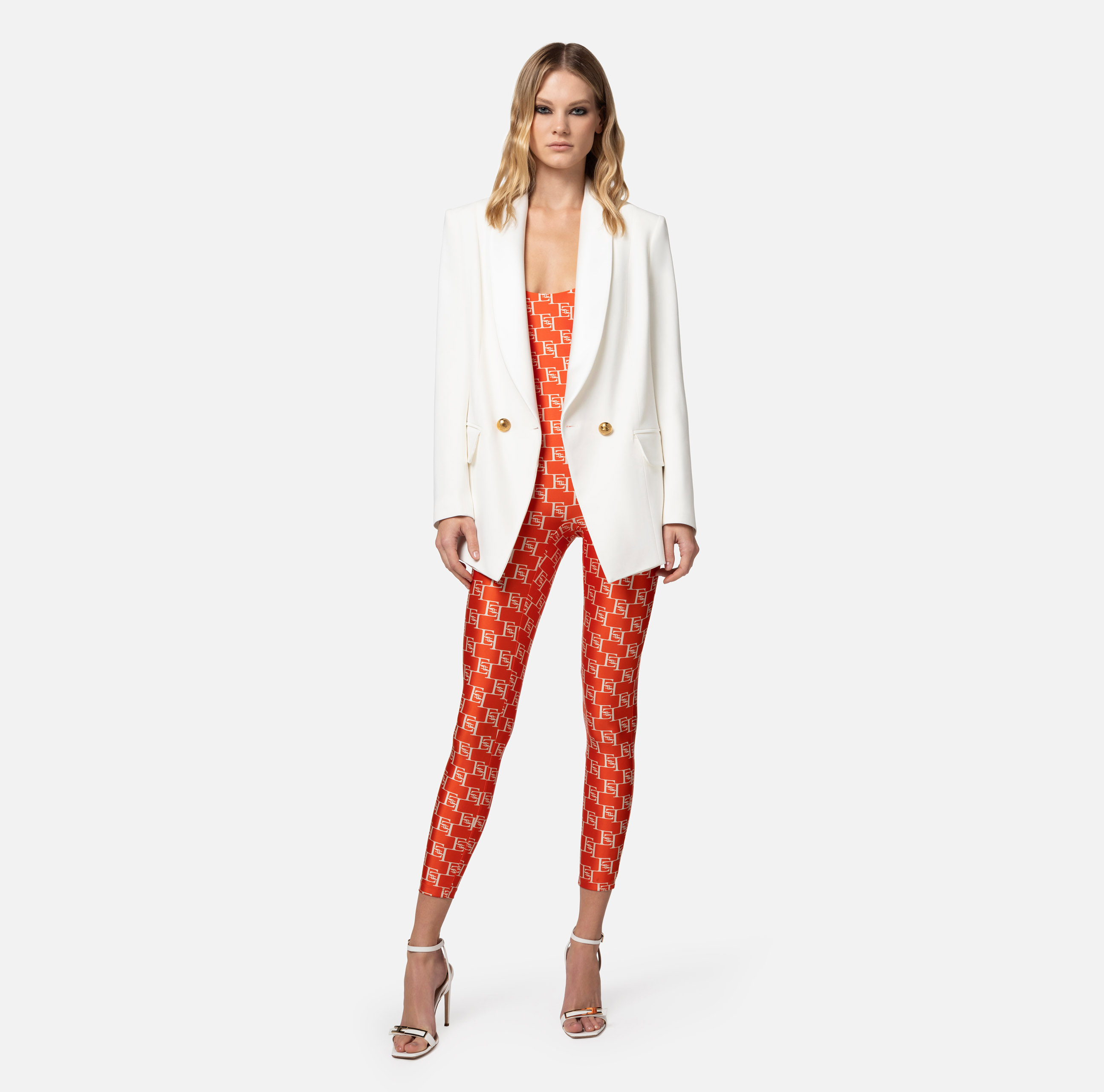 Tuta in lycra con stampa logo | Elisabetta Franchi® Outlet