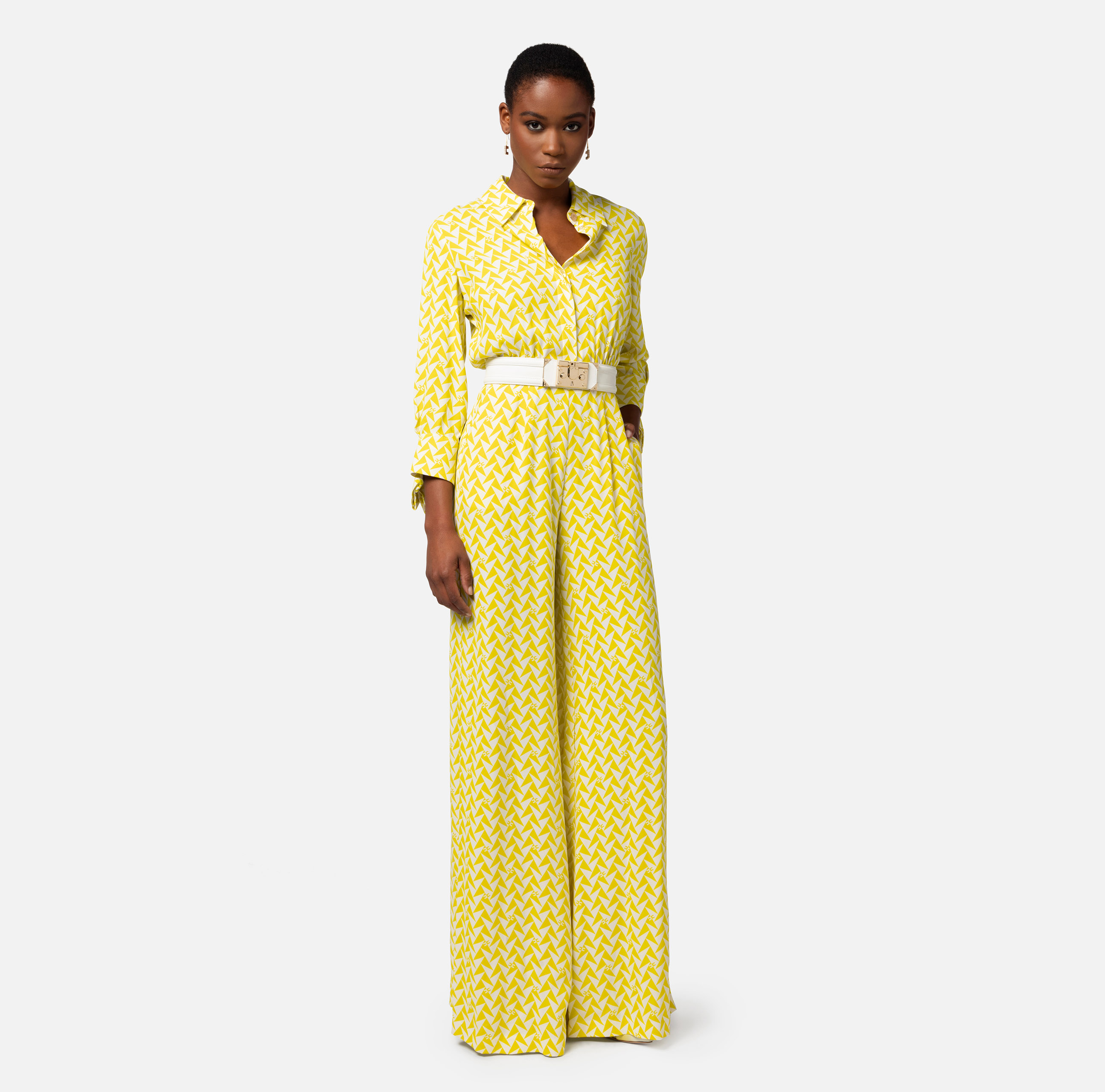 ワンピース ELISABETTA FRANCHI Viscose jumsuit with removable trouser Elisabetta Franchi viscose jumpsuit with logoed detail for