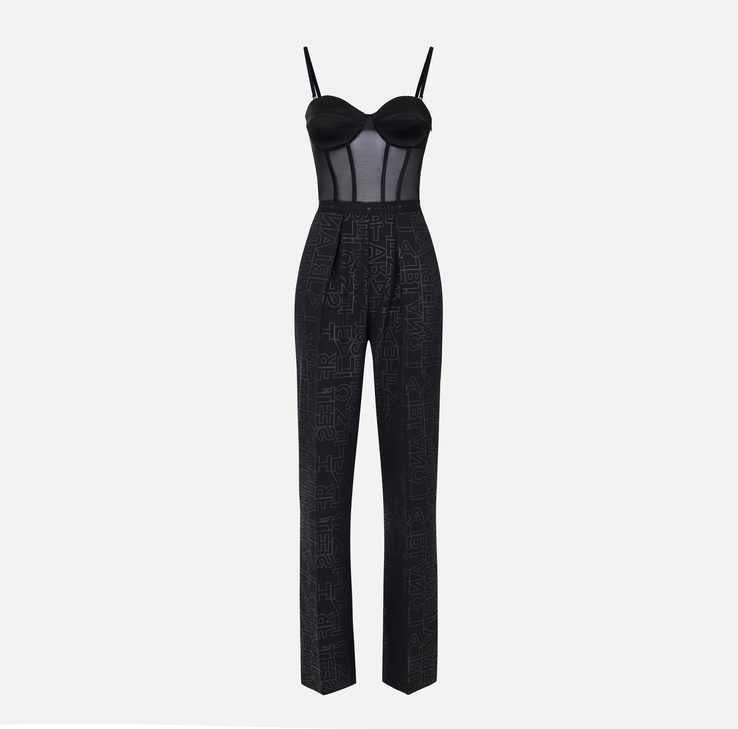 Tulle jumpsuit with bustier top | Elisabetta Franchi® Outlet