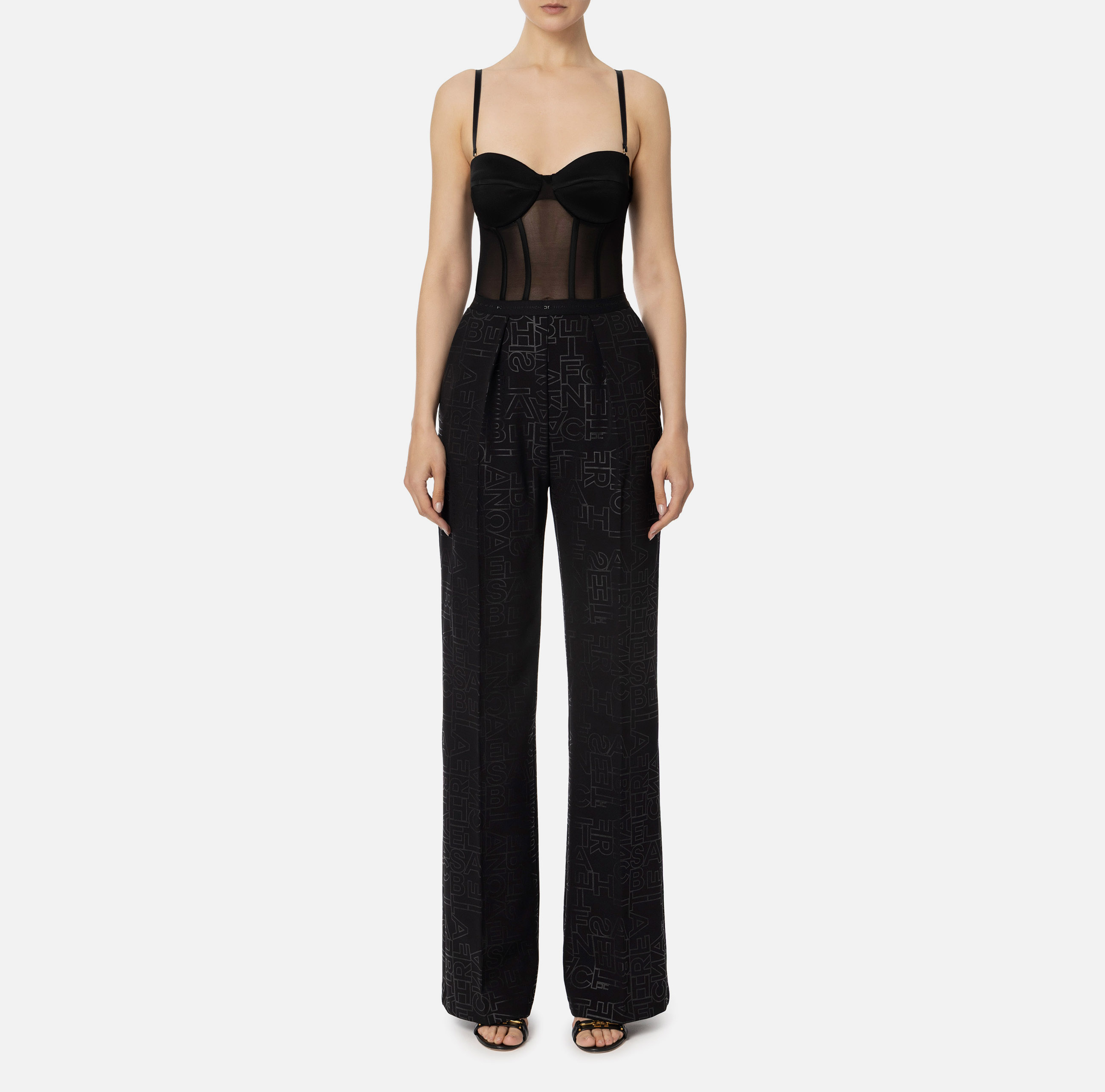 Tulle jumpsuit with bustier top | Elisabetta Franchi® Outlet