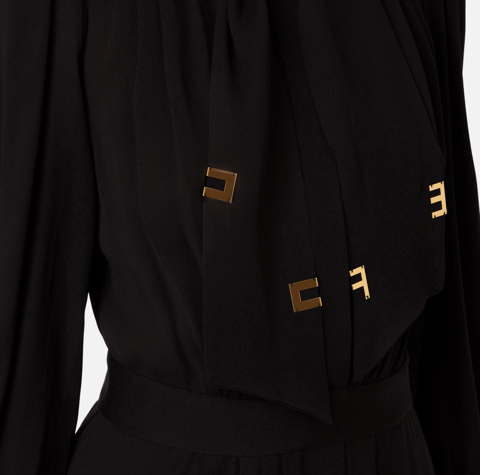 Georgette shirt-dress with foulard scarf - Elisabetta Franchi® Outlet