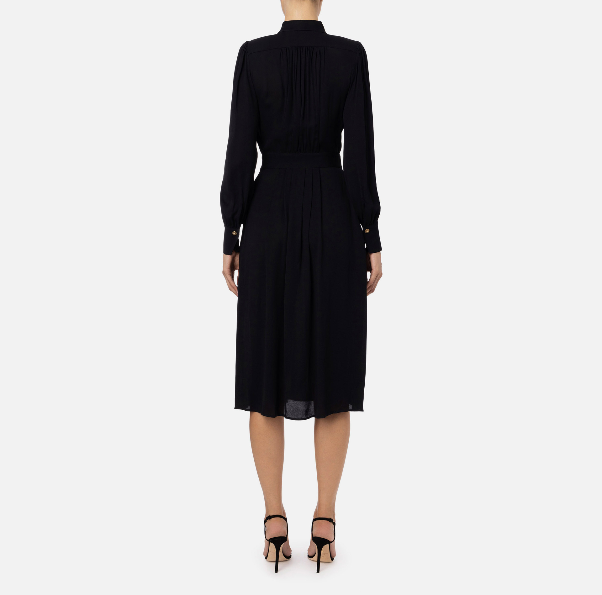 Georgette shirt-dress with foulard scarf - Elisabetta Franchi® Outlet