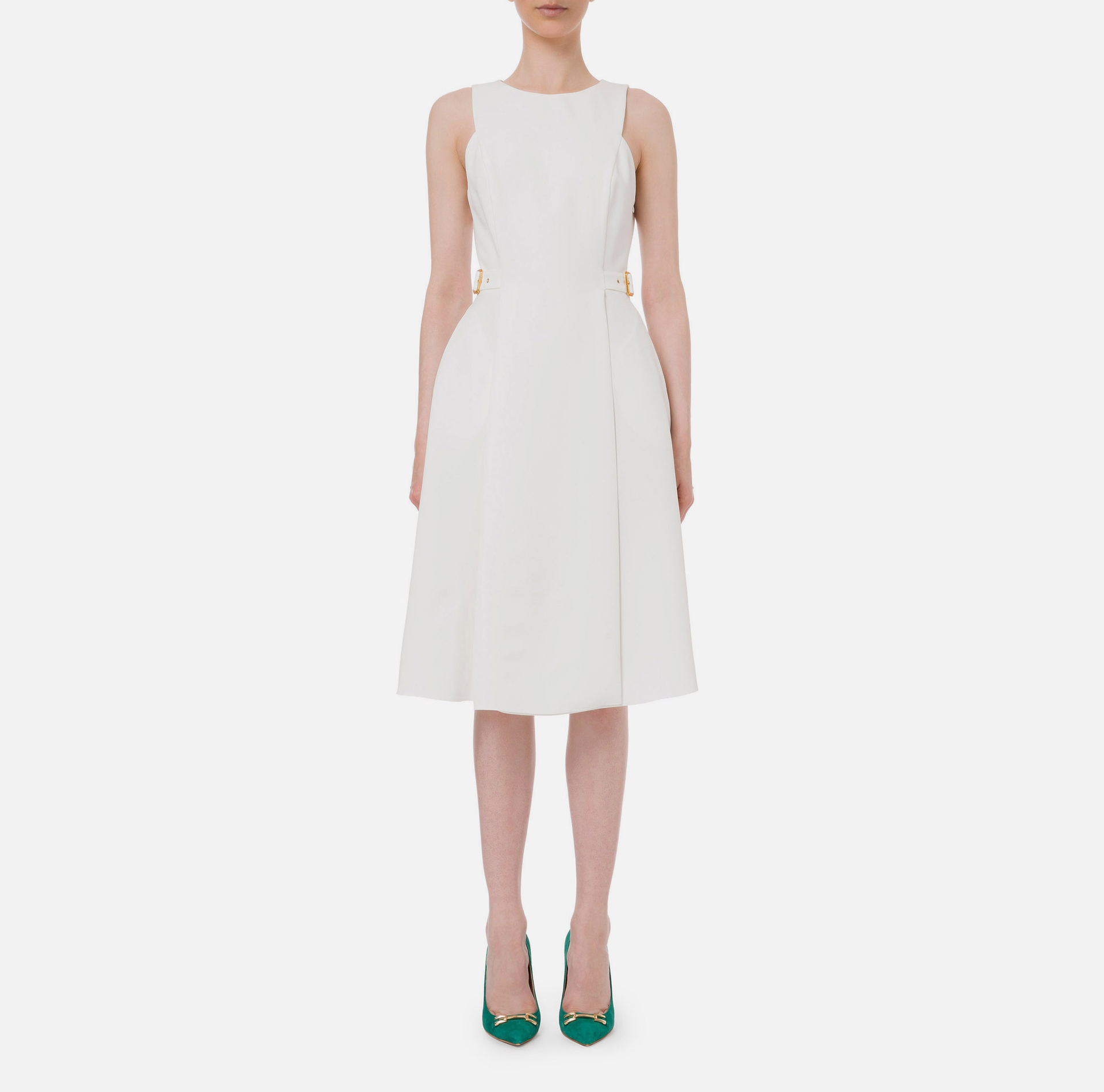 Robe sans manches avec jupe évasée et décolleté arrière - Elisabetta Franchi® Outlet