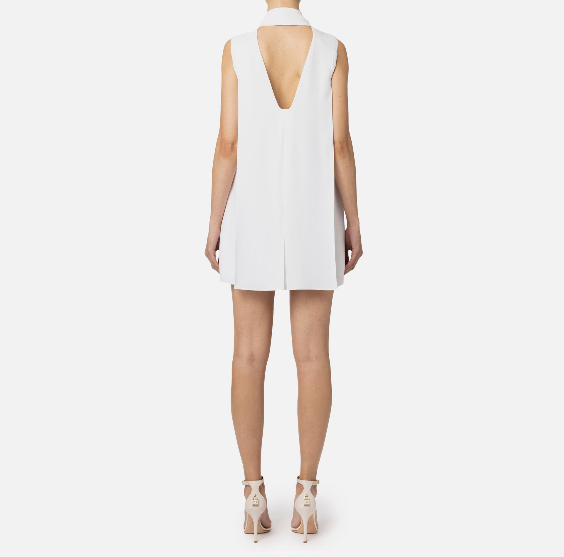 Sleeveless boxy dress with gold details - Elisabetta Franchi® Outlet