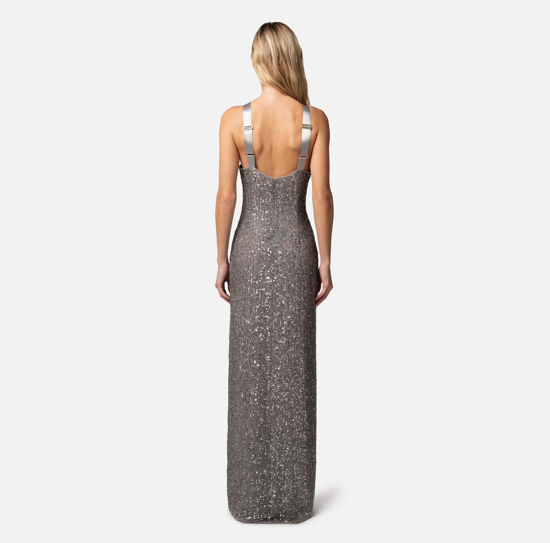 Robe Red Carpet en tulle brodé avec encolure américaine - Elisabetta Franchi® Outlet