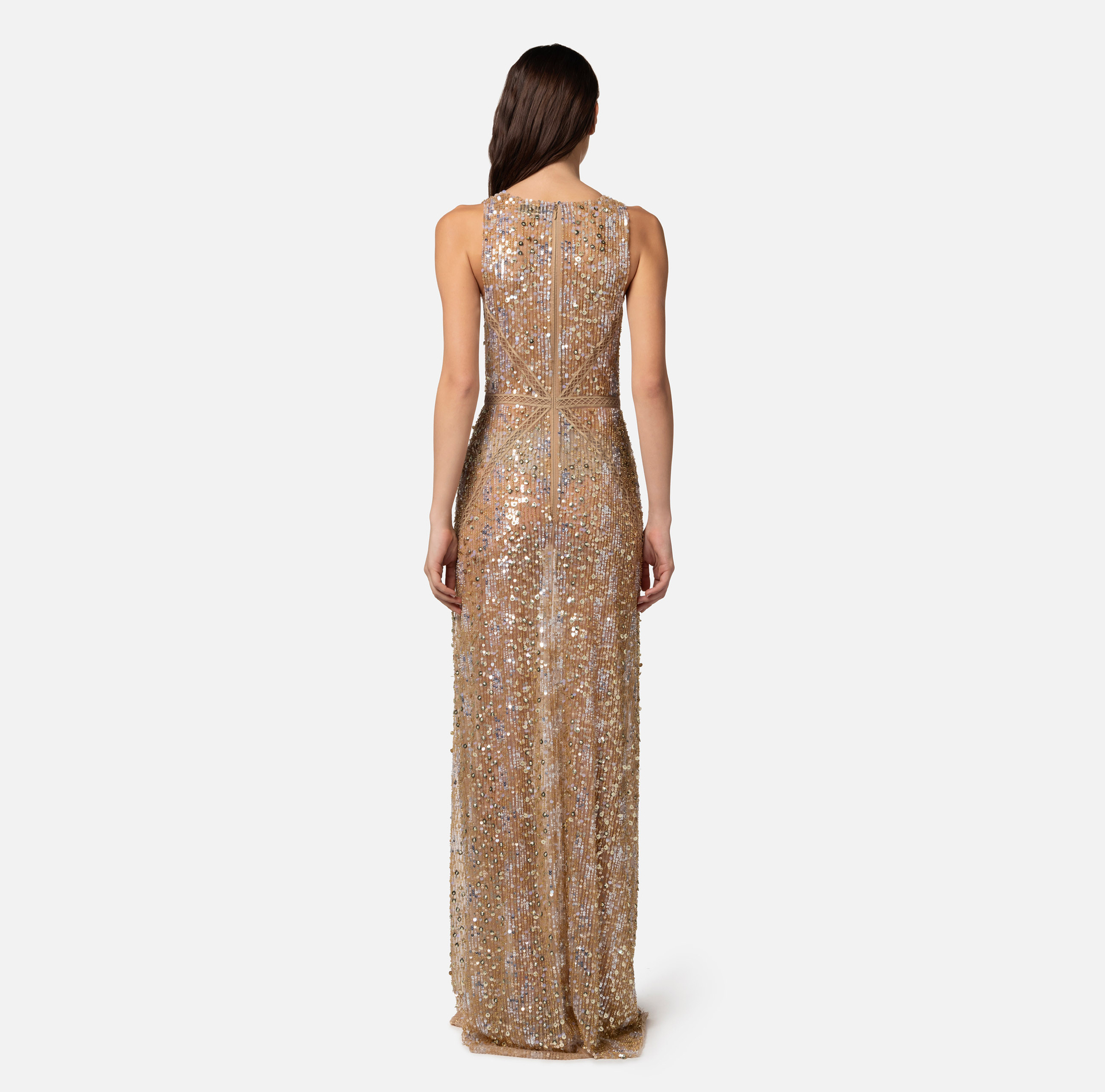 Abito red carpet in paillettes con ricami à jour - Elisabetta Franchi® Outlet