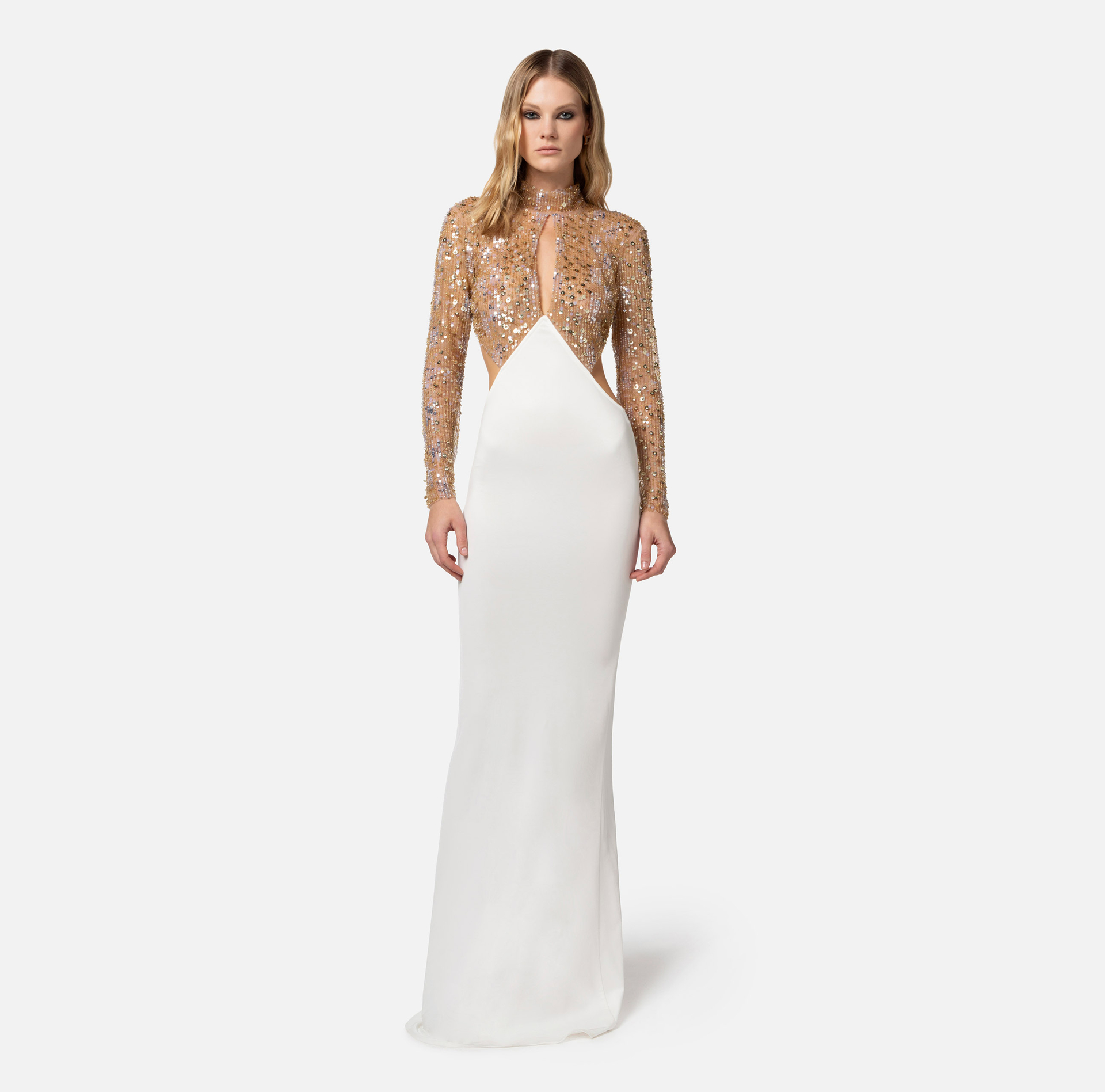 Abito red carpet in jersey con corpetto ricamato - Elisabetta Franchi® Outlet