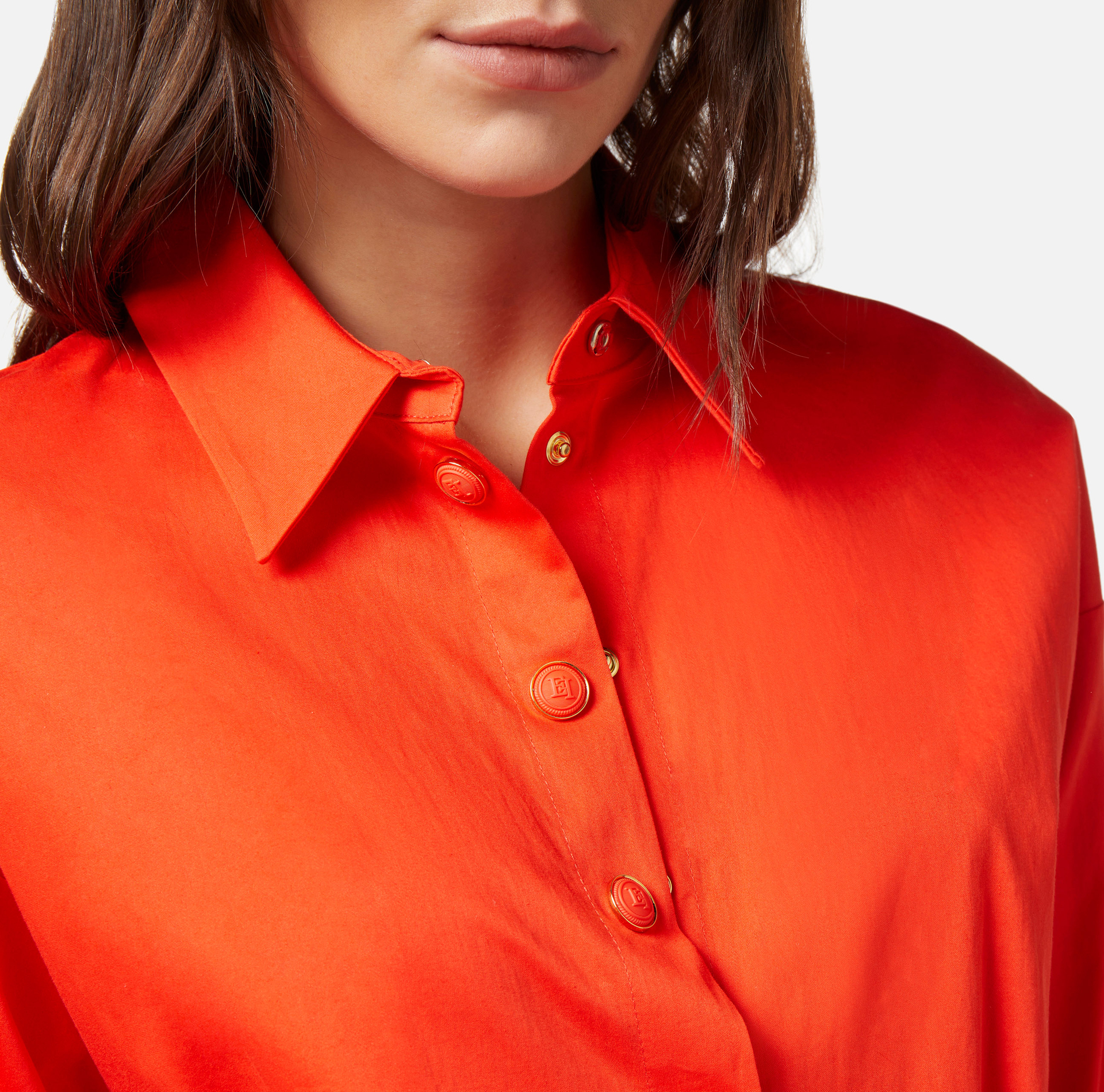 Mini stretch poplin shirt-dress - Elisabetta Franchi® Outlet