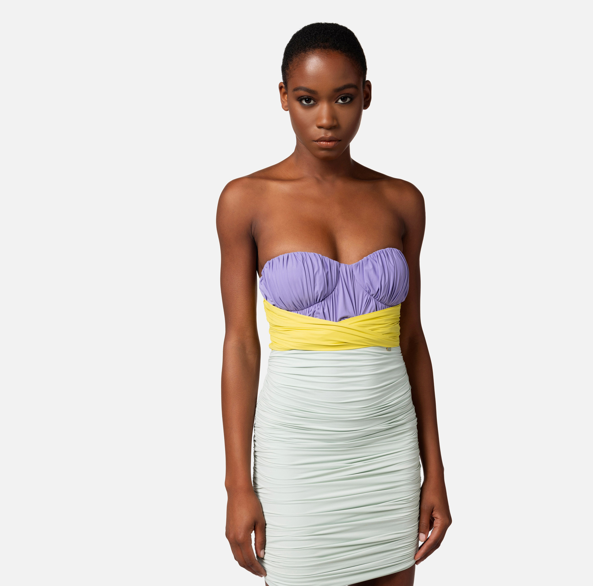 Minivestido de punto tricolor drapeado | Elisabetta Franchi® Outlet