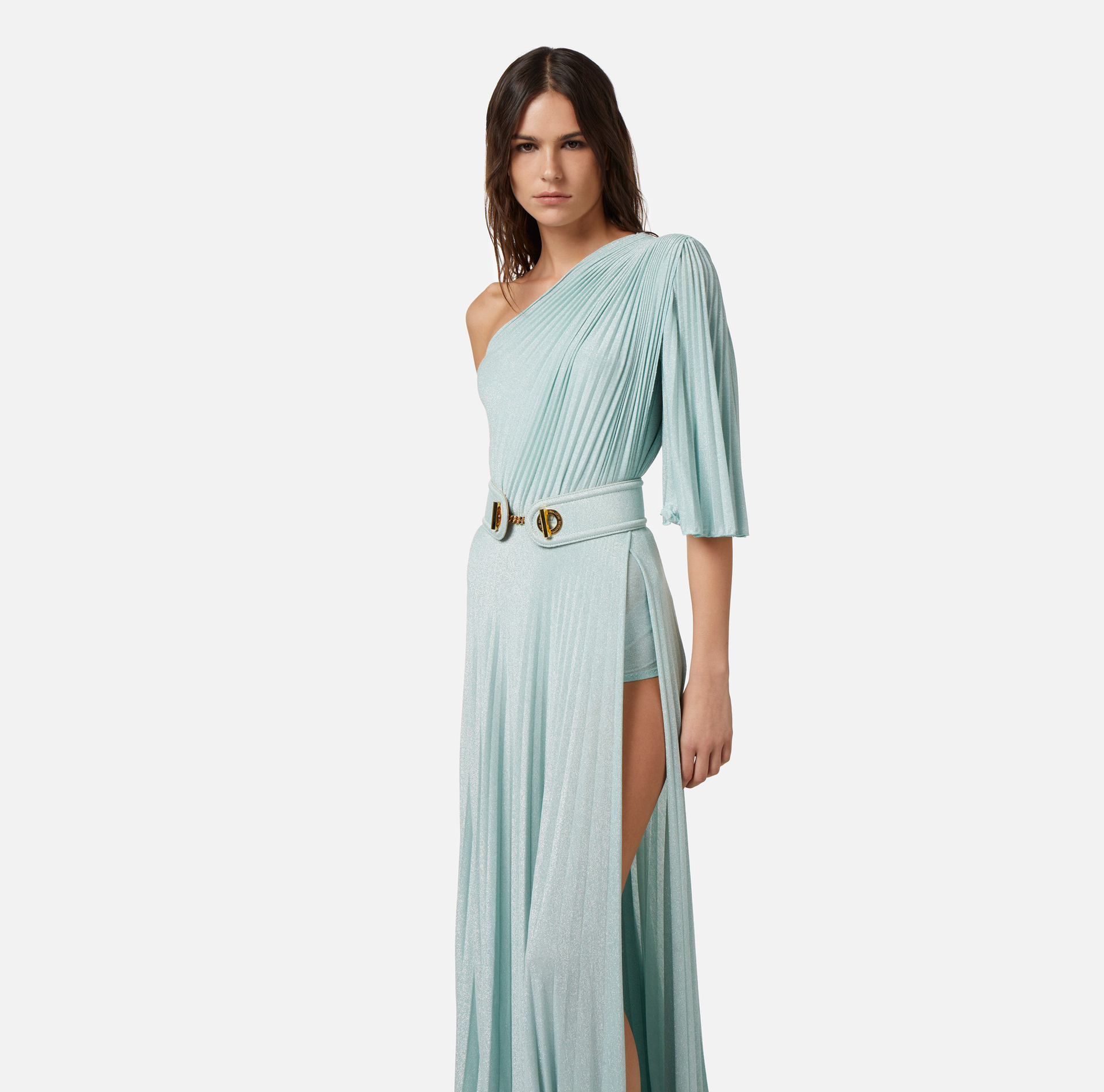 Einschultriges Red Carpet-Kleid aus Jersey-Lurex - Elisabetta Franchi® Outlet