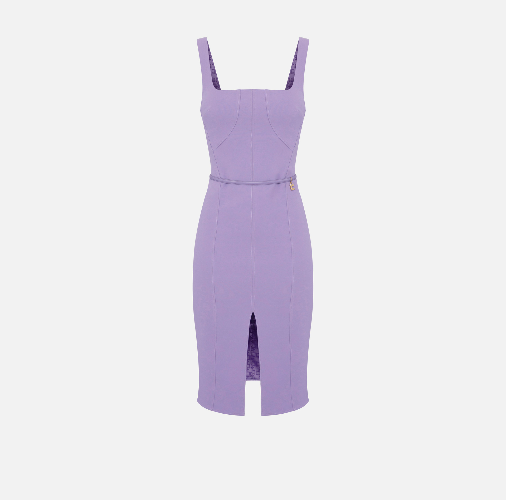Abito tubino in crêpe stretch con cintura - Elisabetta Franchi® Outlet