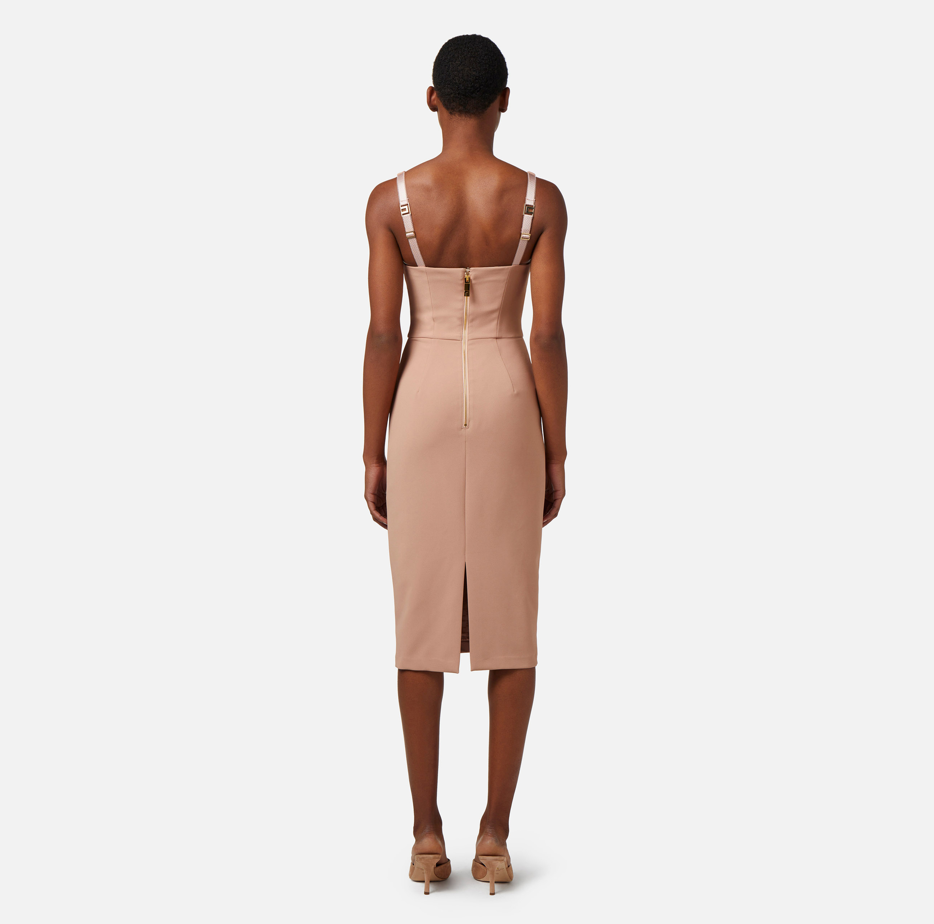 Robe fourreau en crêpe stretch avec zip - Elisabetta Franchi® Outlet