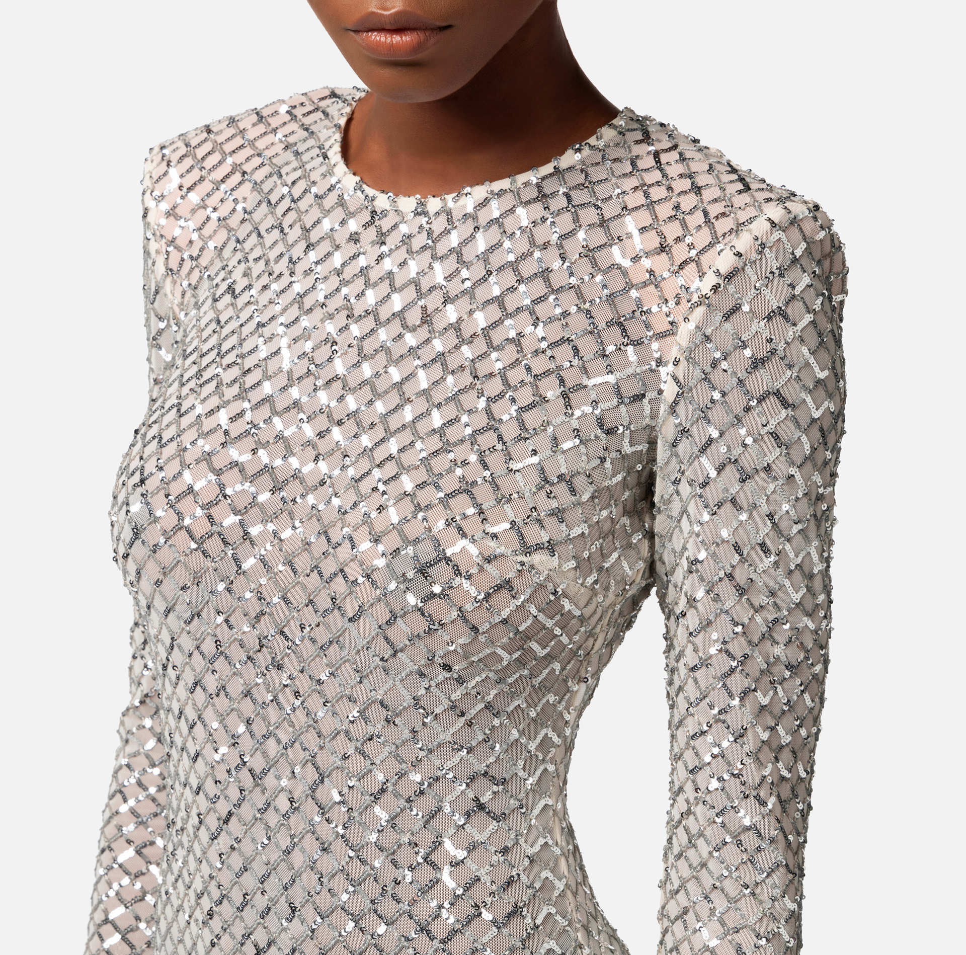 Robe Red Carpet en sequins chevrons - Elisabetta Franchi® Outlet