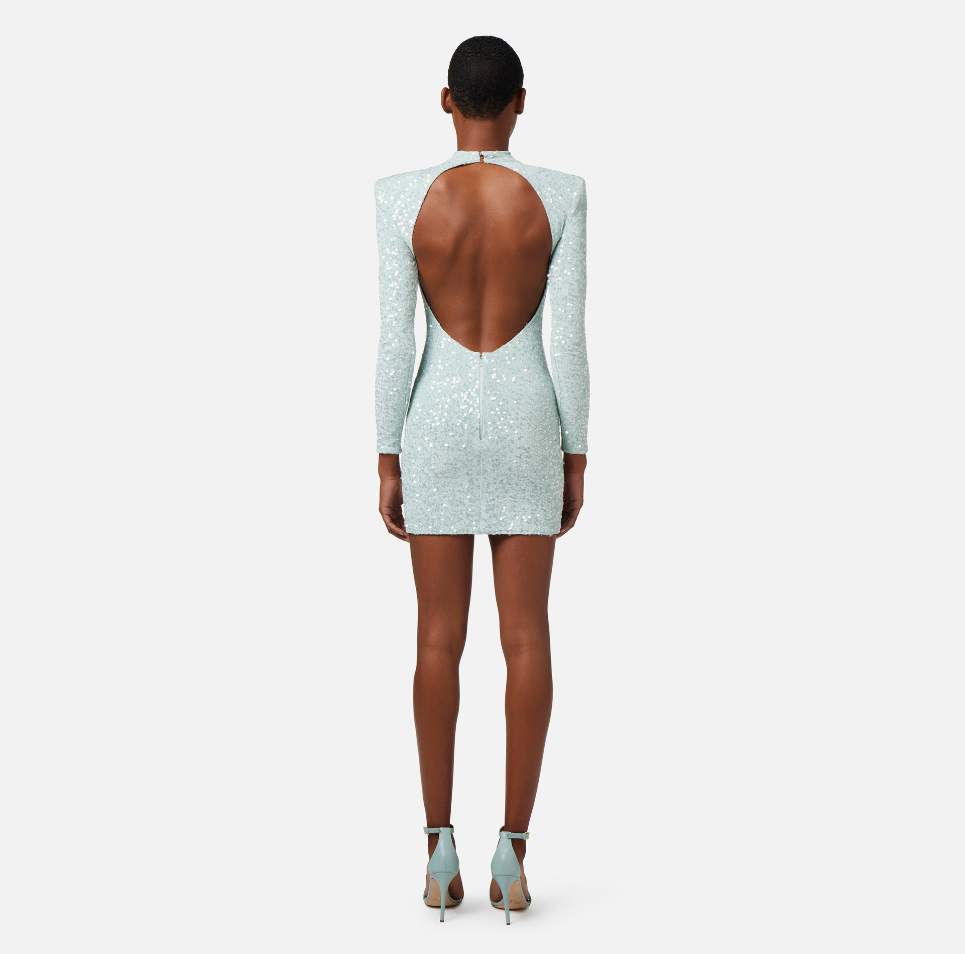 Mini-dress made of sequins with structured shoulders - Elisabetta Franchi® Outlet