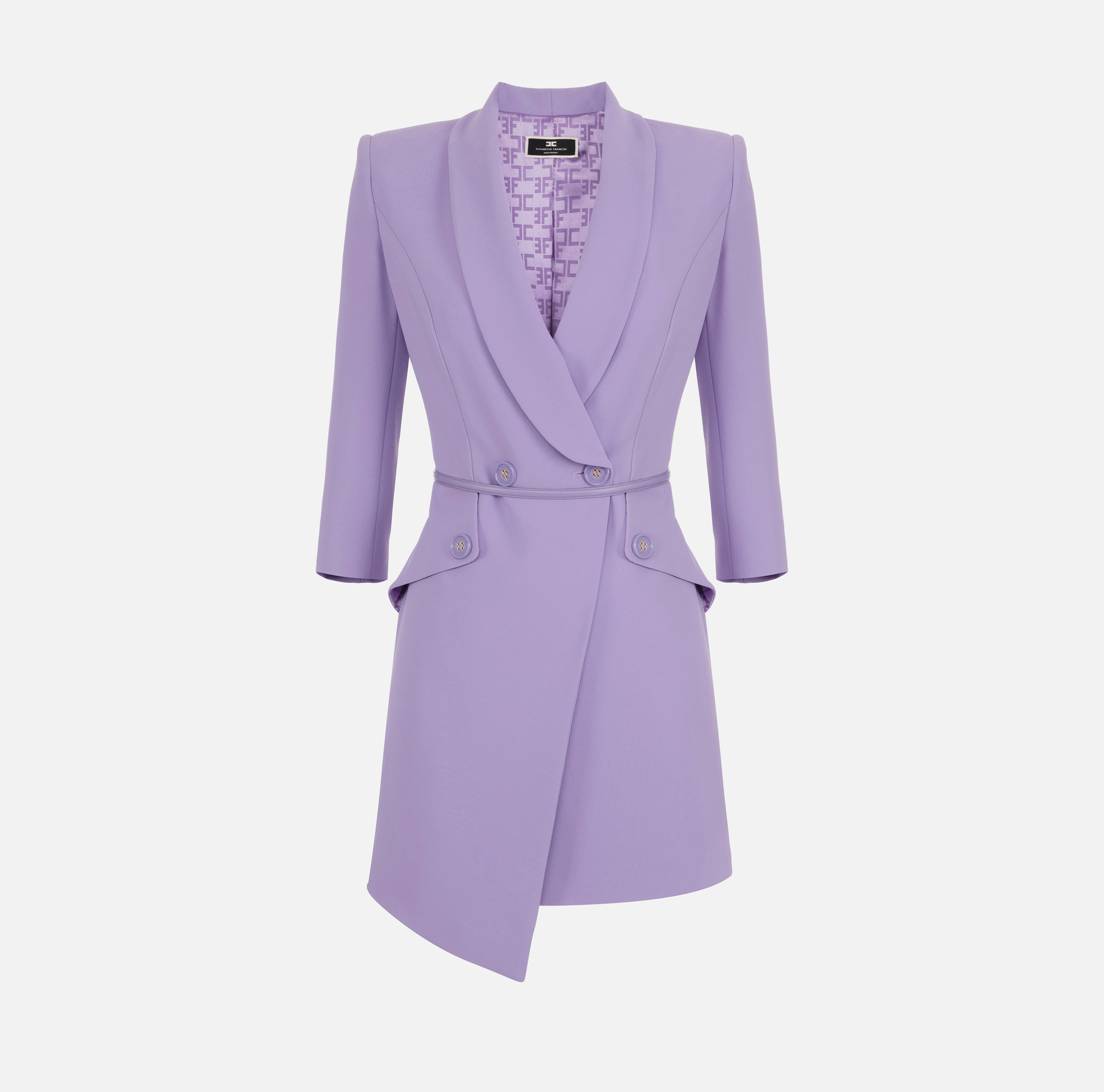 Asymmetrisches Mantelkleid aus Stretch-Crêpe - Elisabetta Franchi® Outlet