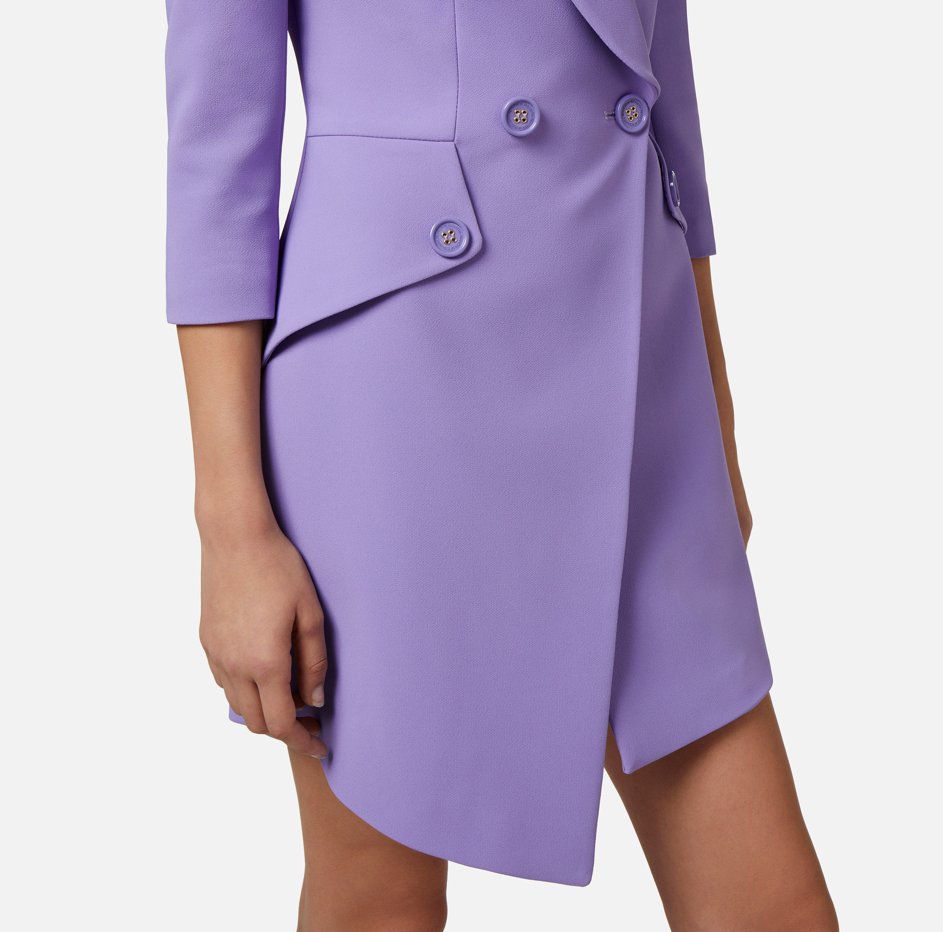 Asymmetrisches Mantelkleid aus Stretch-Crêpe - Elisabetta Franchi® Outlet