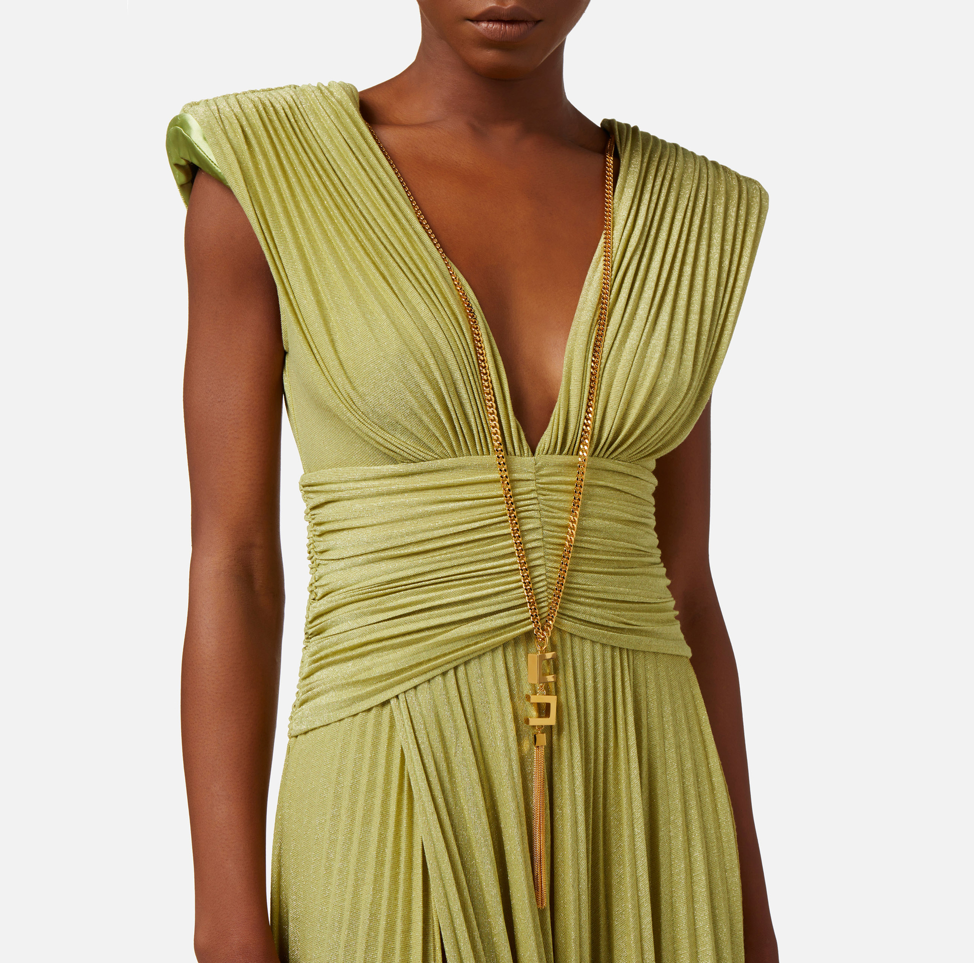 Red carpet dress in lurex jersey with necklace - Elisabetta Franchi® Outlet