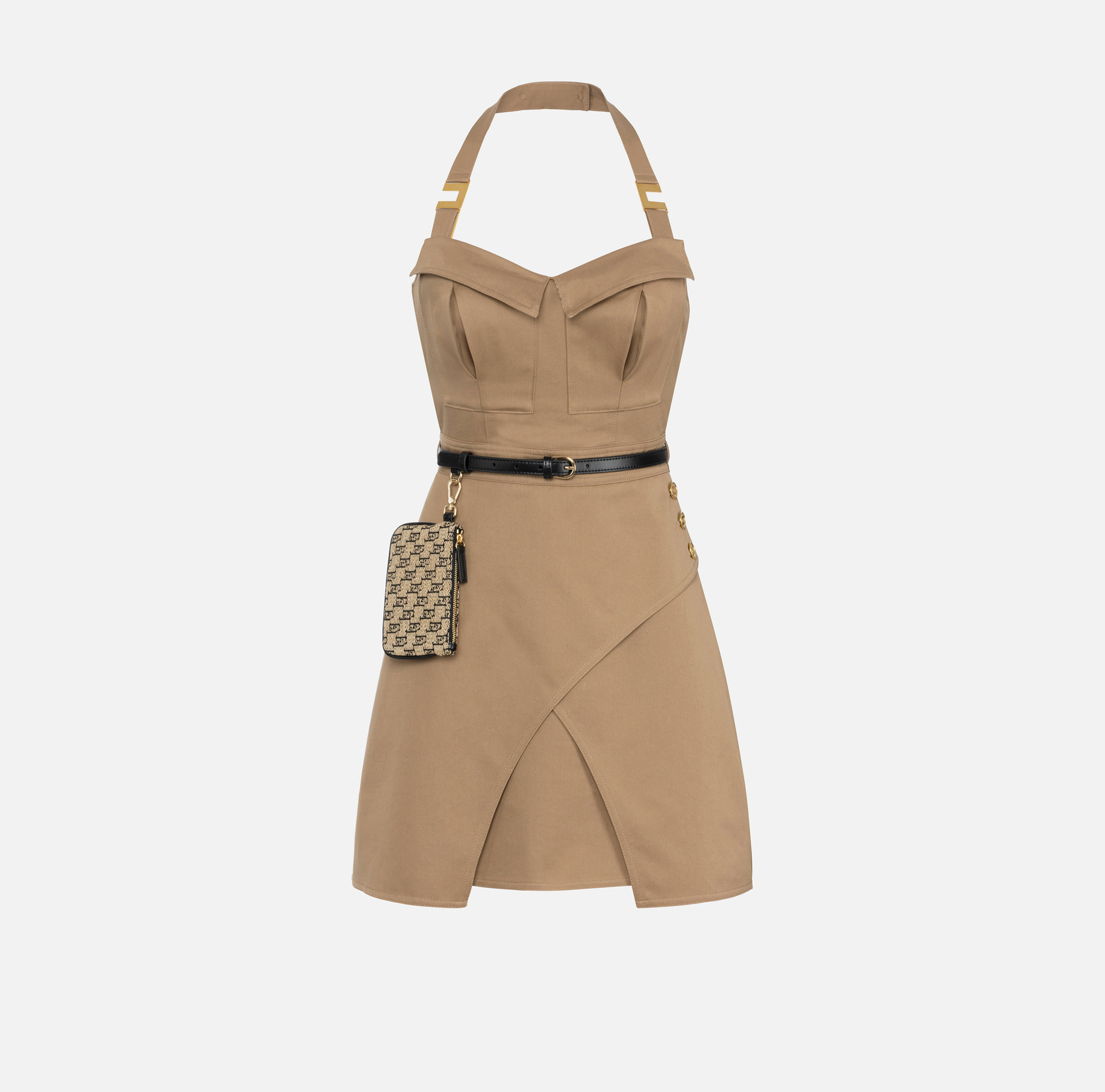 Cotton utility mini-dress - Elisabetta Franchi® Outlet