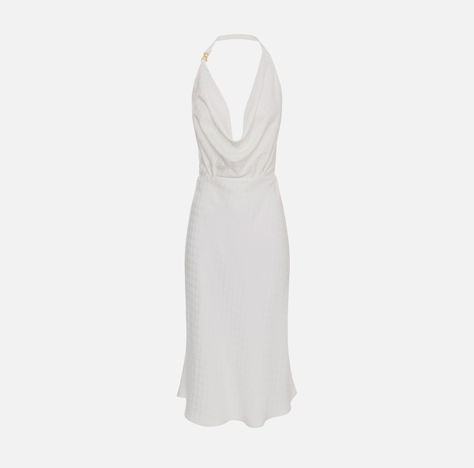 Abito midi in viscosa jacquard con scollatura sulla schiena - Elisabetta Franchi® Outlet