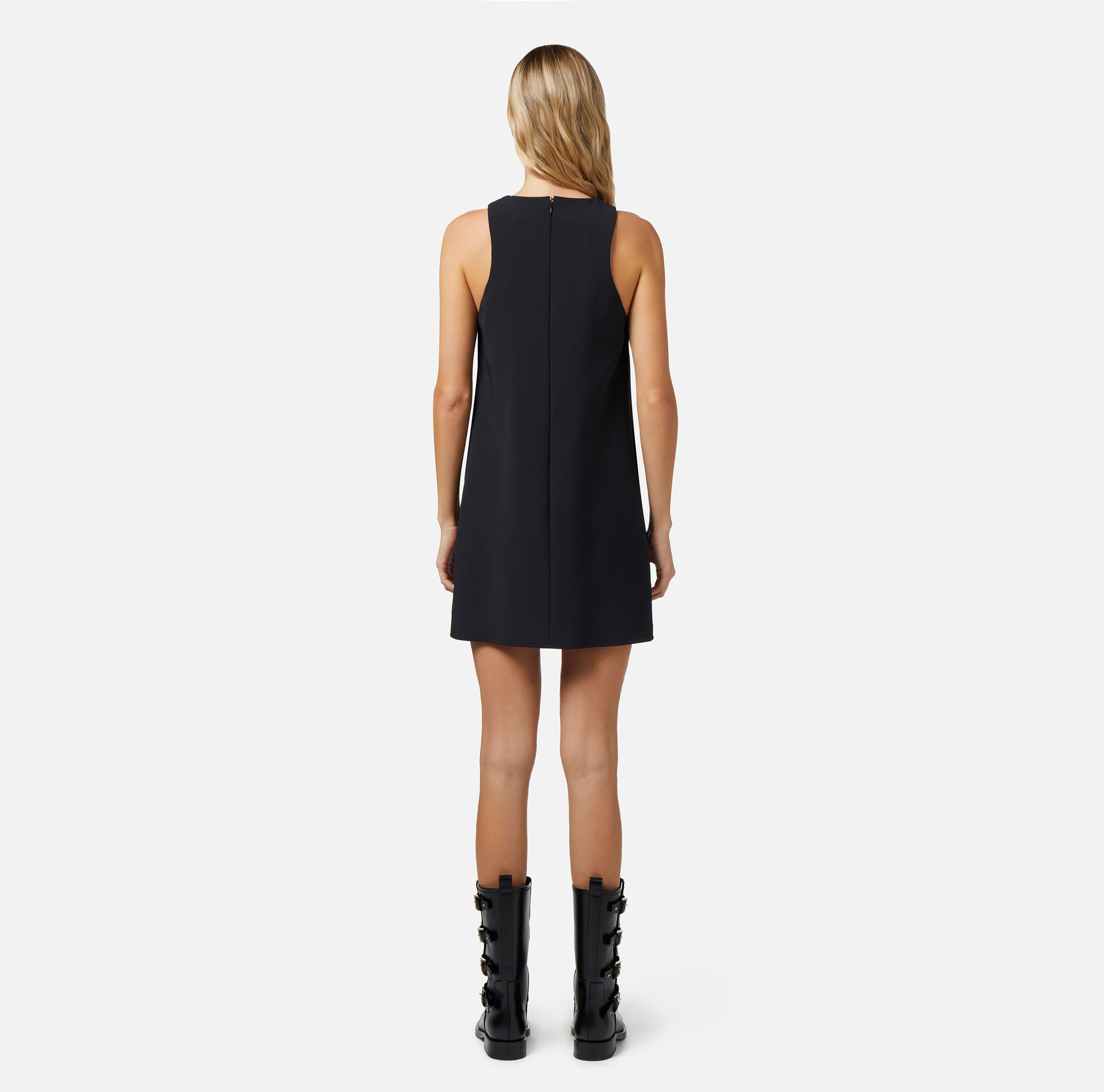 Mini-dress in stretch crêpe with foulard scarf at the neckline - Elisabetta Franchi® Outlet