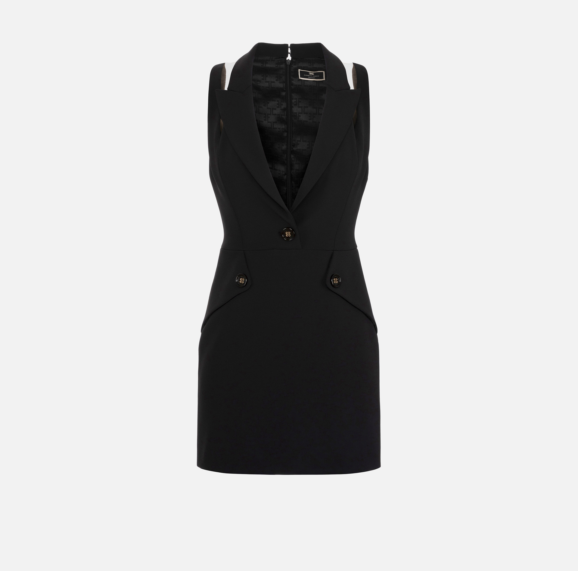Stretch crêpe mini-dress with flaps - Elisabetta Franchi® Outlet