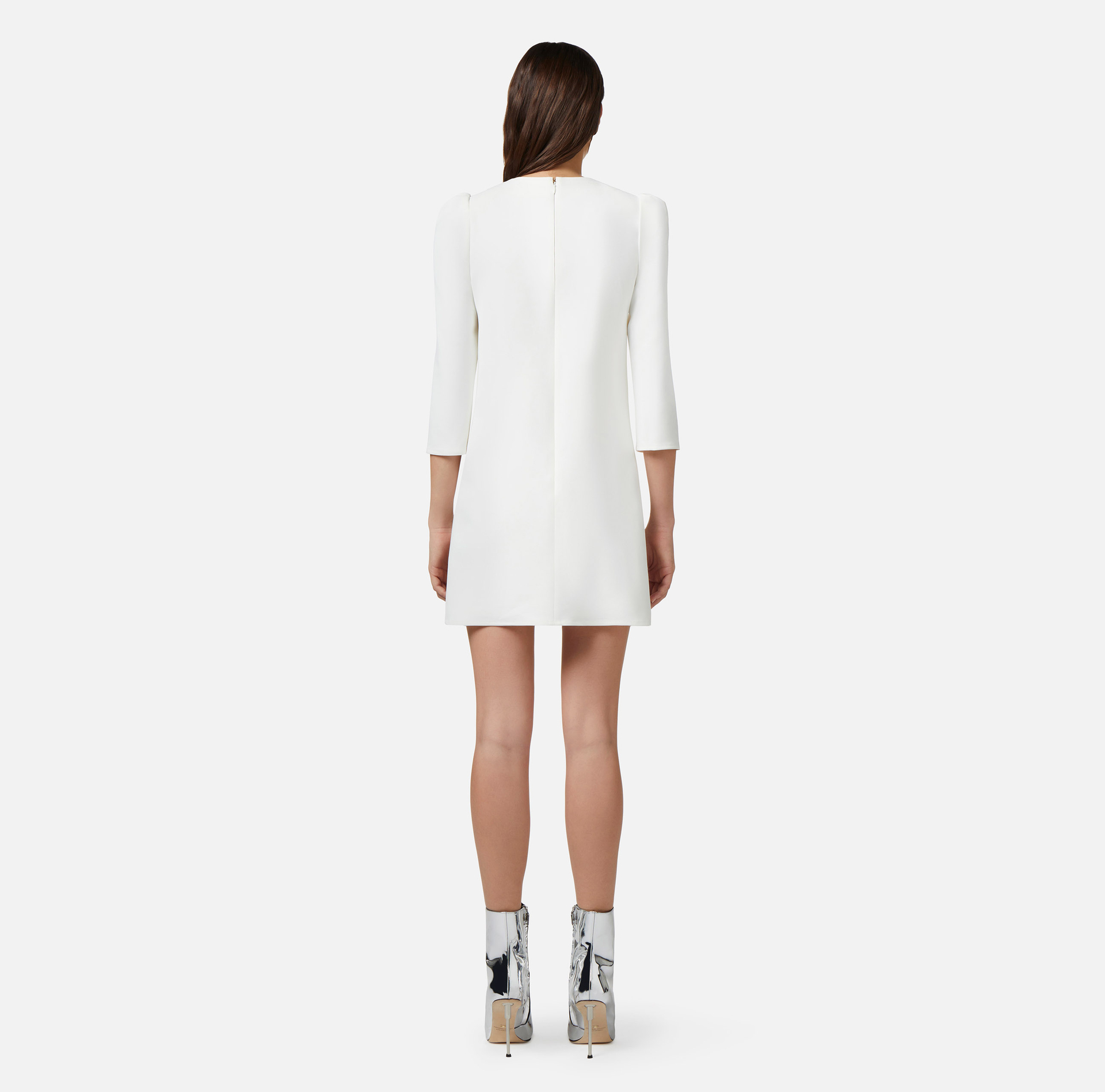 Mini-dress in technical fabric with criss-cross lacing - Elisabetta Franchi® Outlet