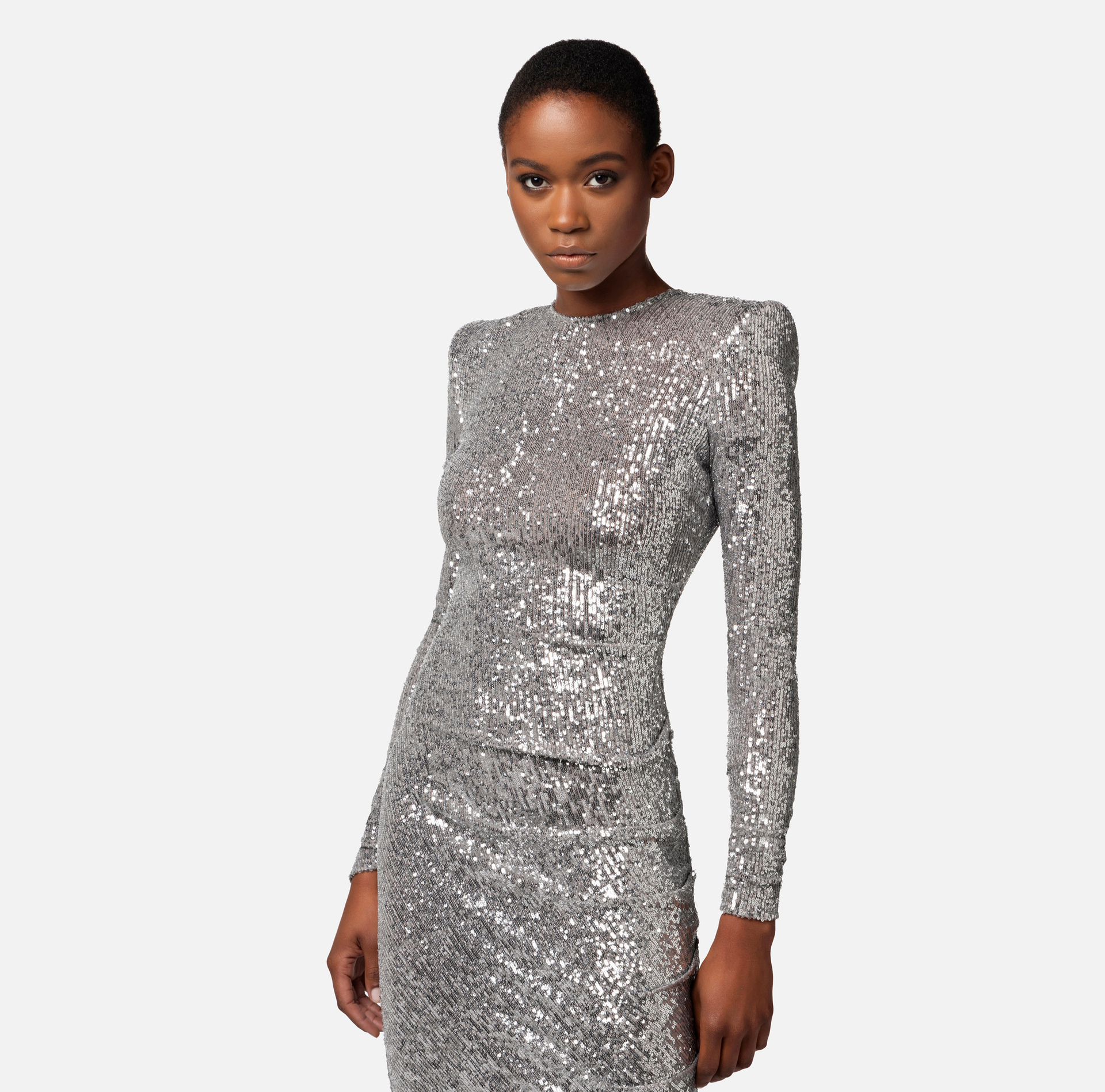 Miniabito in paillettes con gonna asimmetrica - Elisabetta Franchi® Outlet