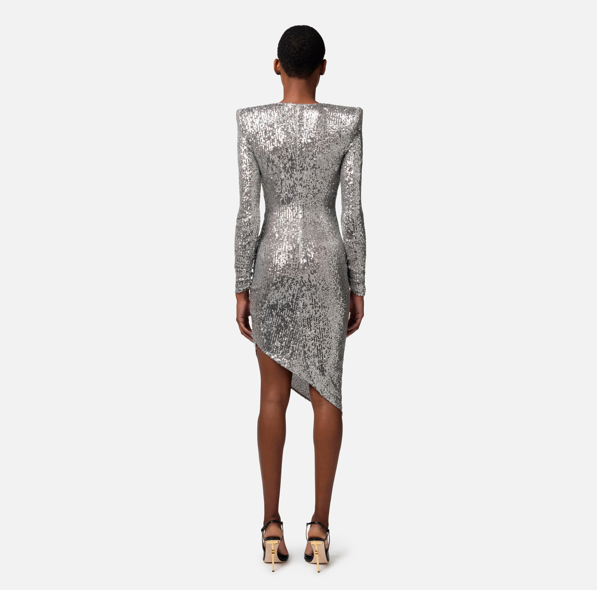 Miniabito in paillettes con gonna asimmetrica - Elisabetta Franchi® Outlet