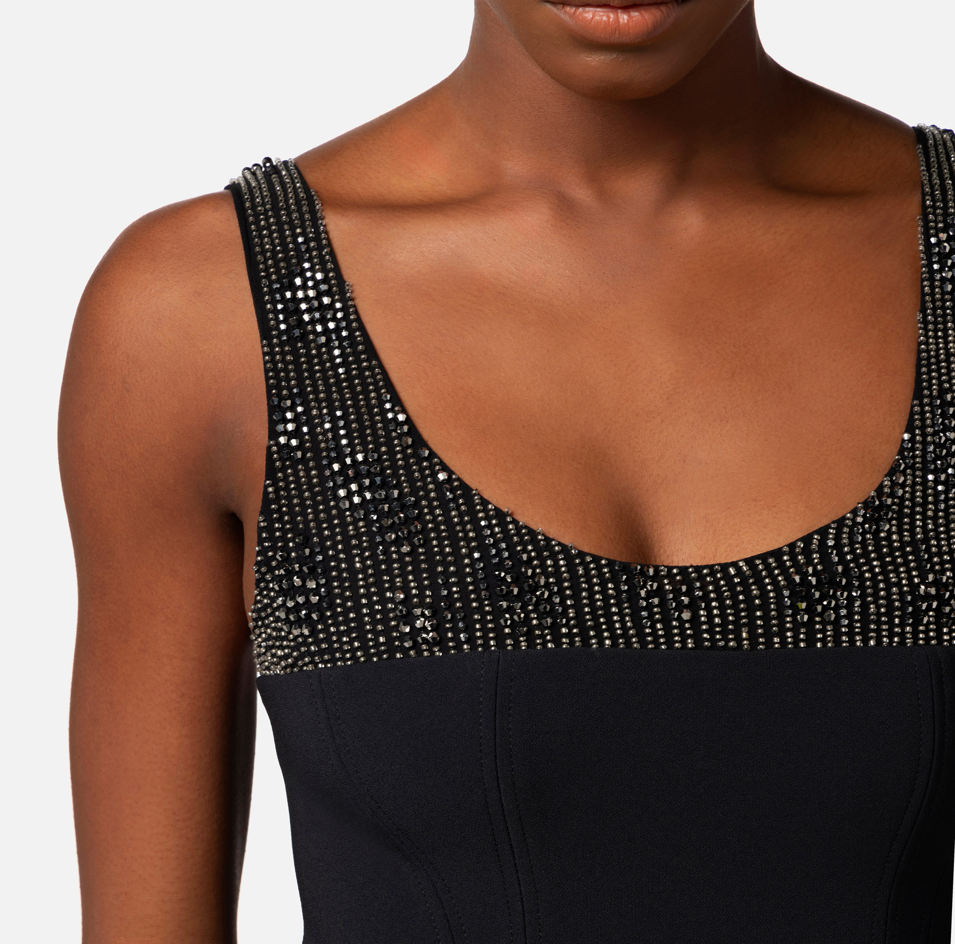 Minivestido de crepé con corpiño bordado - Elisabetta Franchi® Outlet