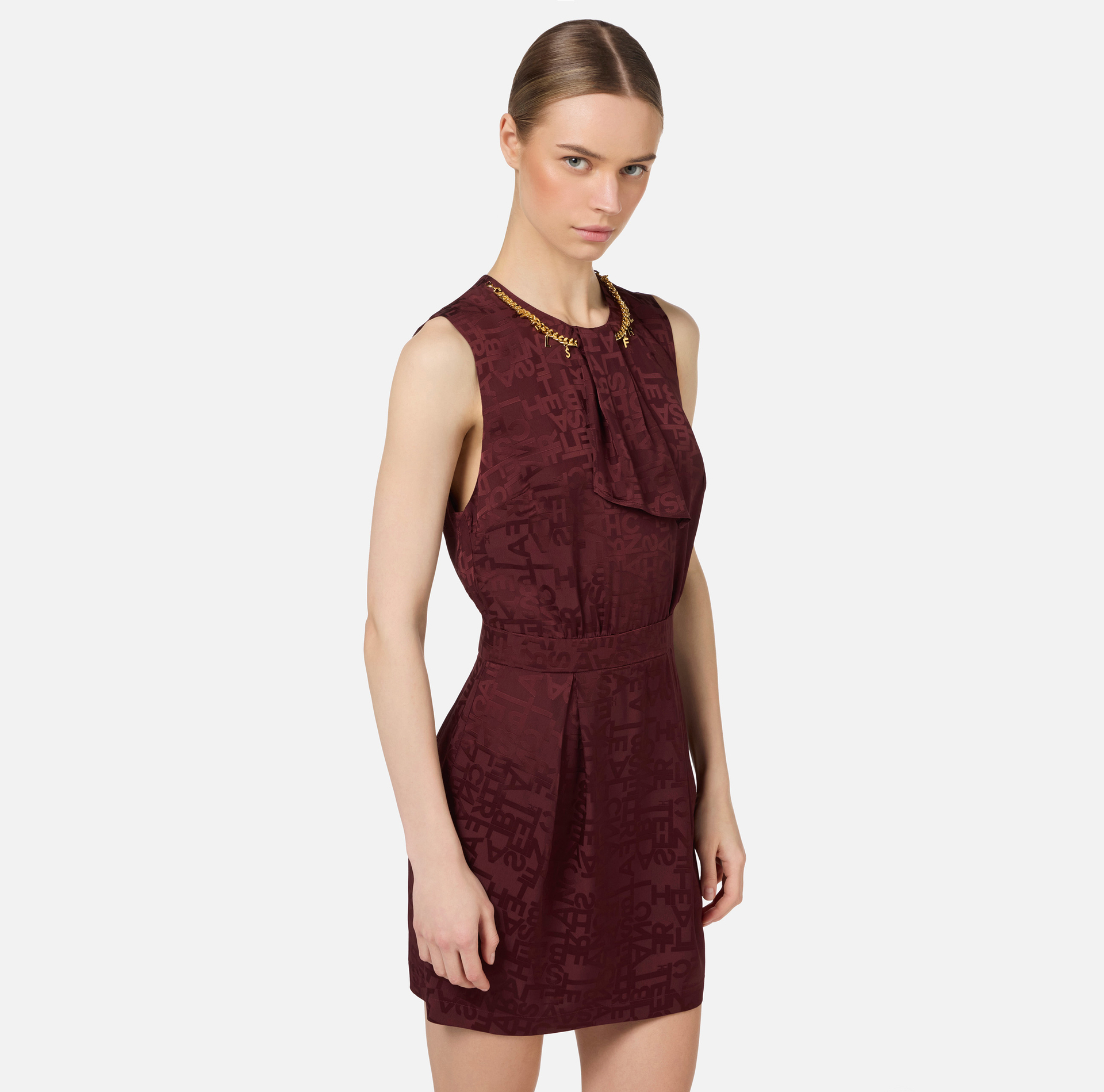 Mini-robe en crêpe jacquard lettres | Elisabetta Franchi® Outlet