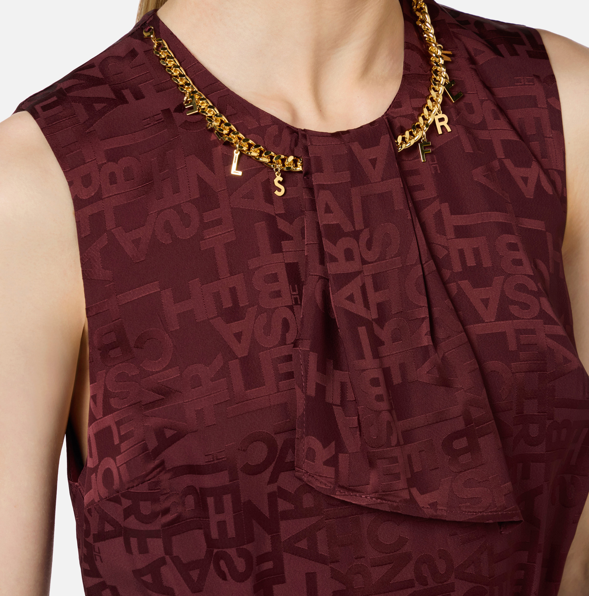 Mini-robe en crêpe jacquard lettres | Elisabetta Franchi® Outlet