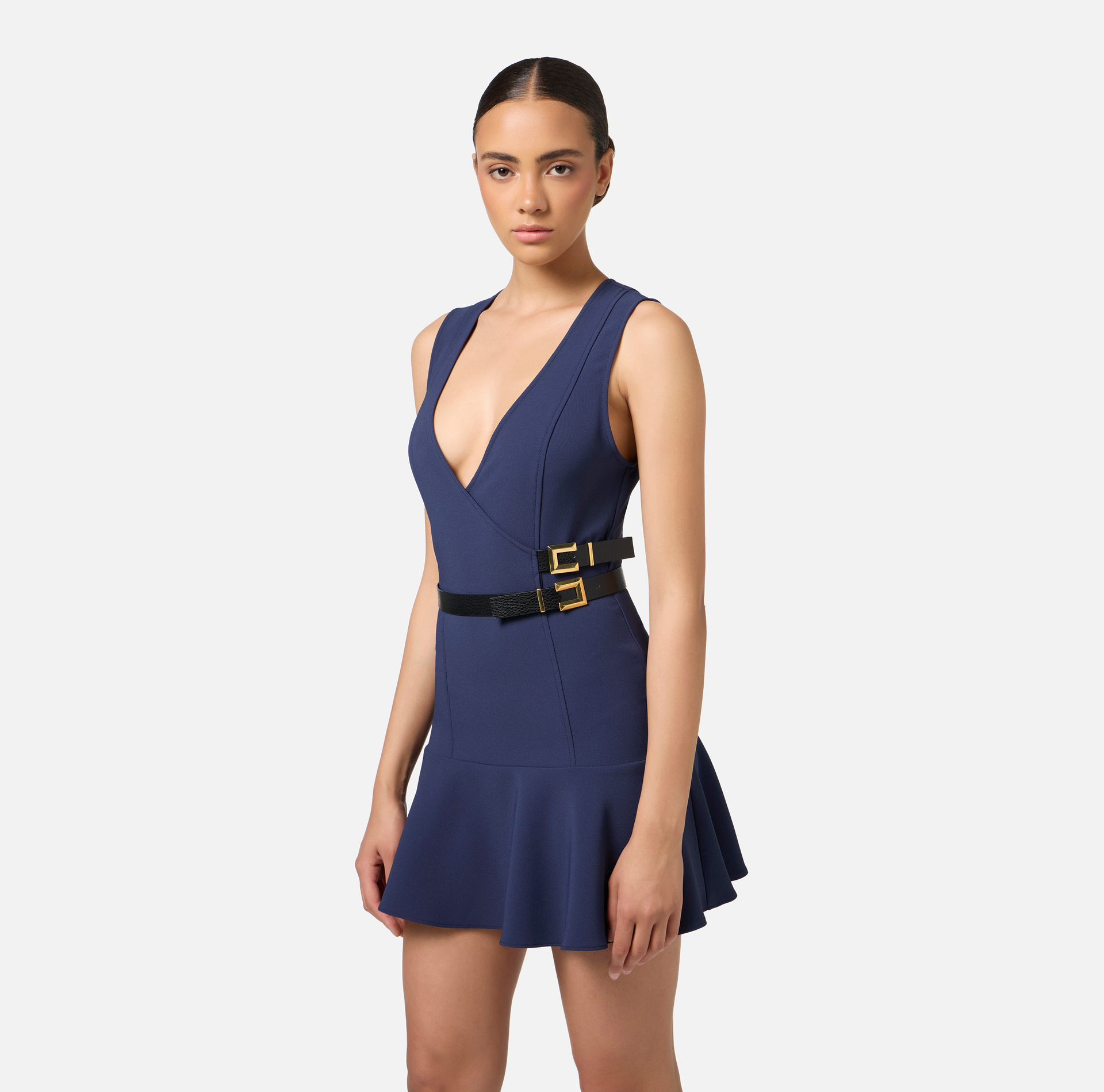 Minikleid aus Stretch-Crêpe mit Riemchen | Elisabetta Franchi® Outlet