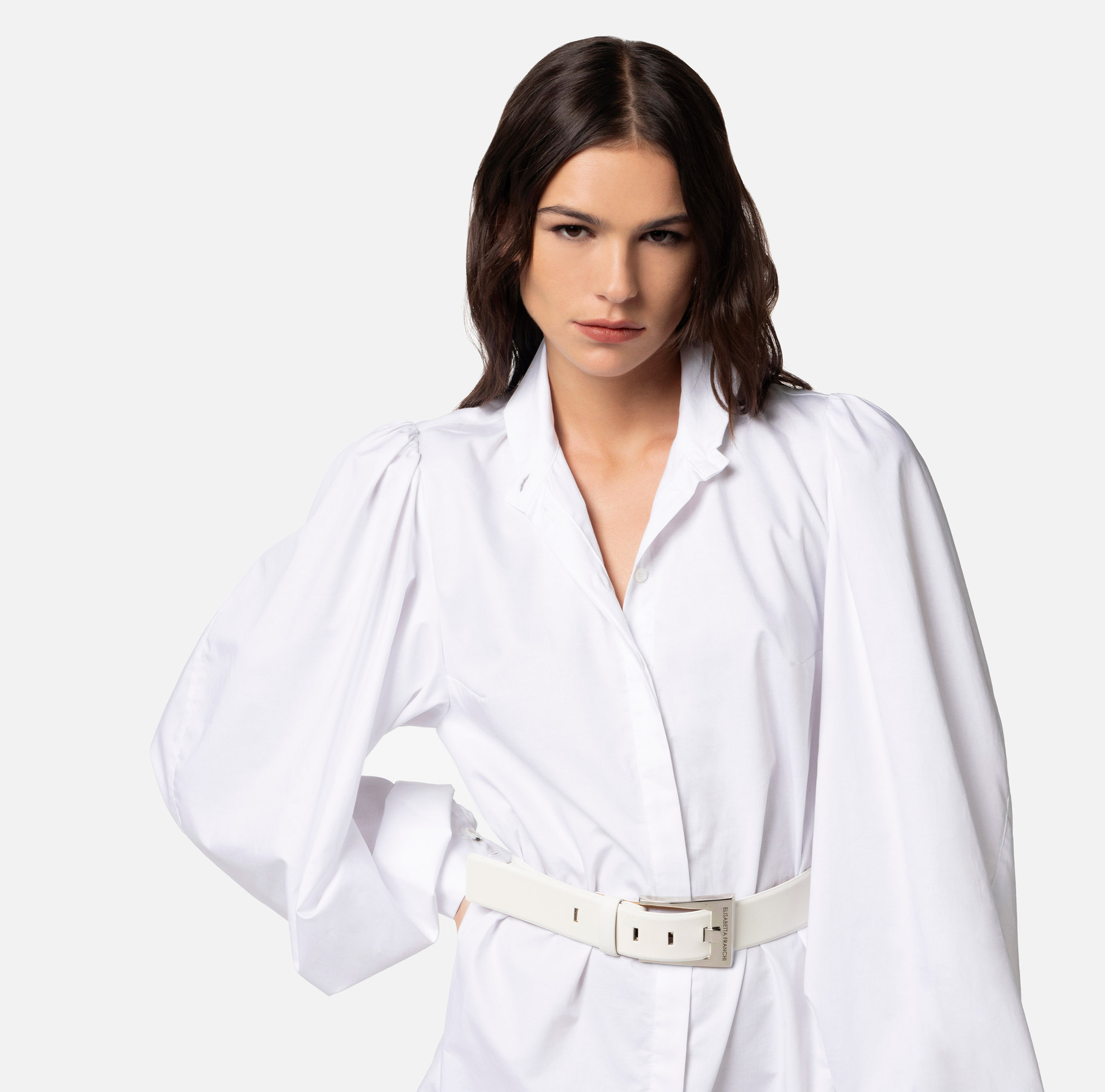 Mini-robe chemise en popeline de coton - Elisabetta Franchi® Outlet