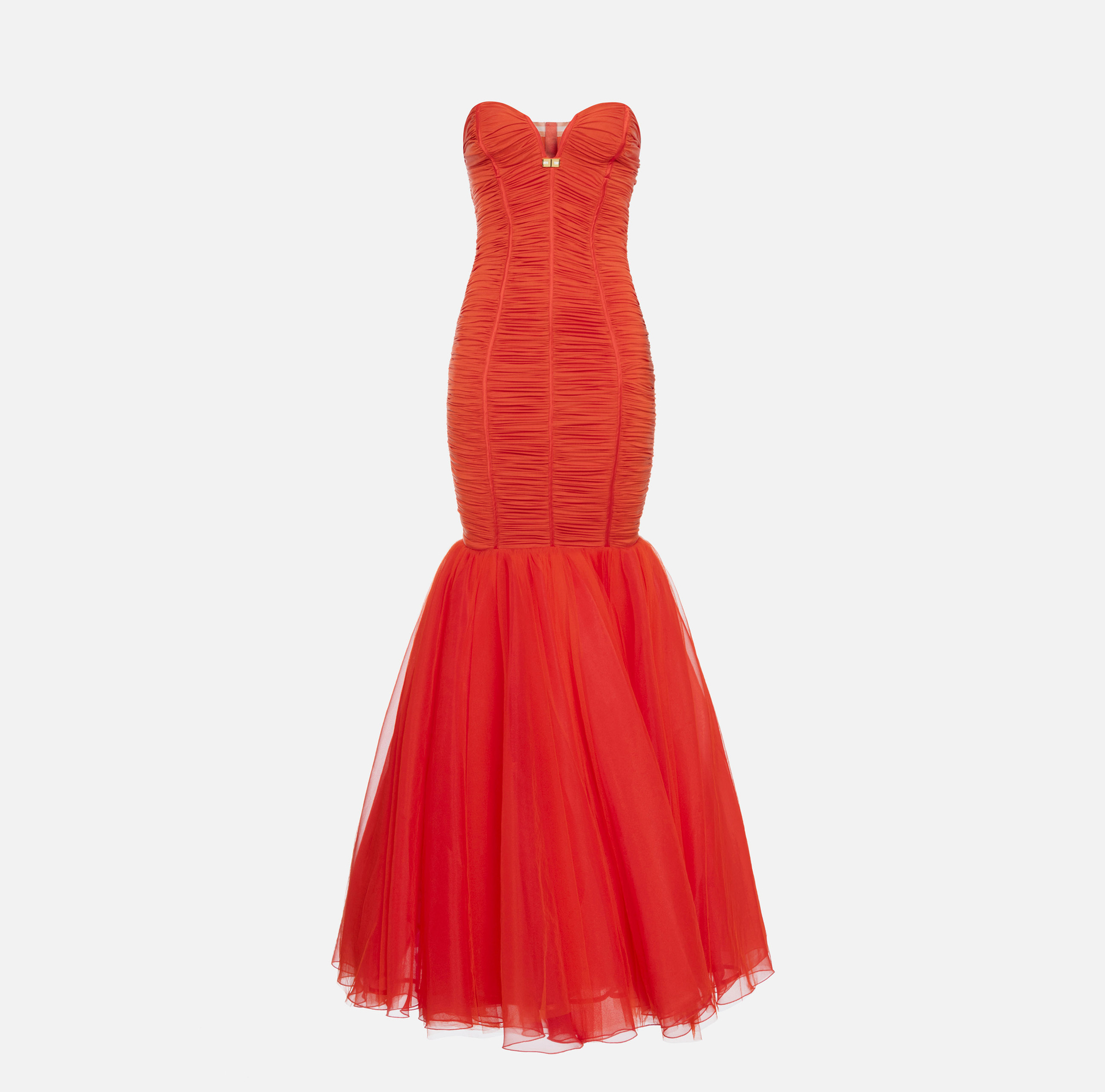 Robe Red Carpet en jersey avec volant de tulle - Elisabetta Franchi® Outlet