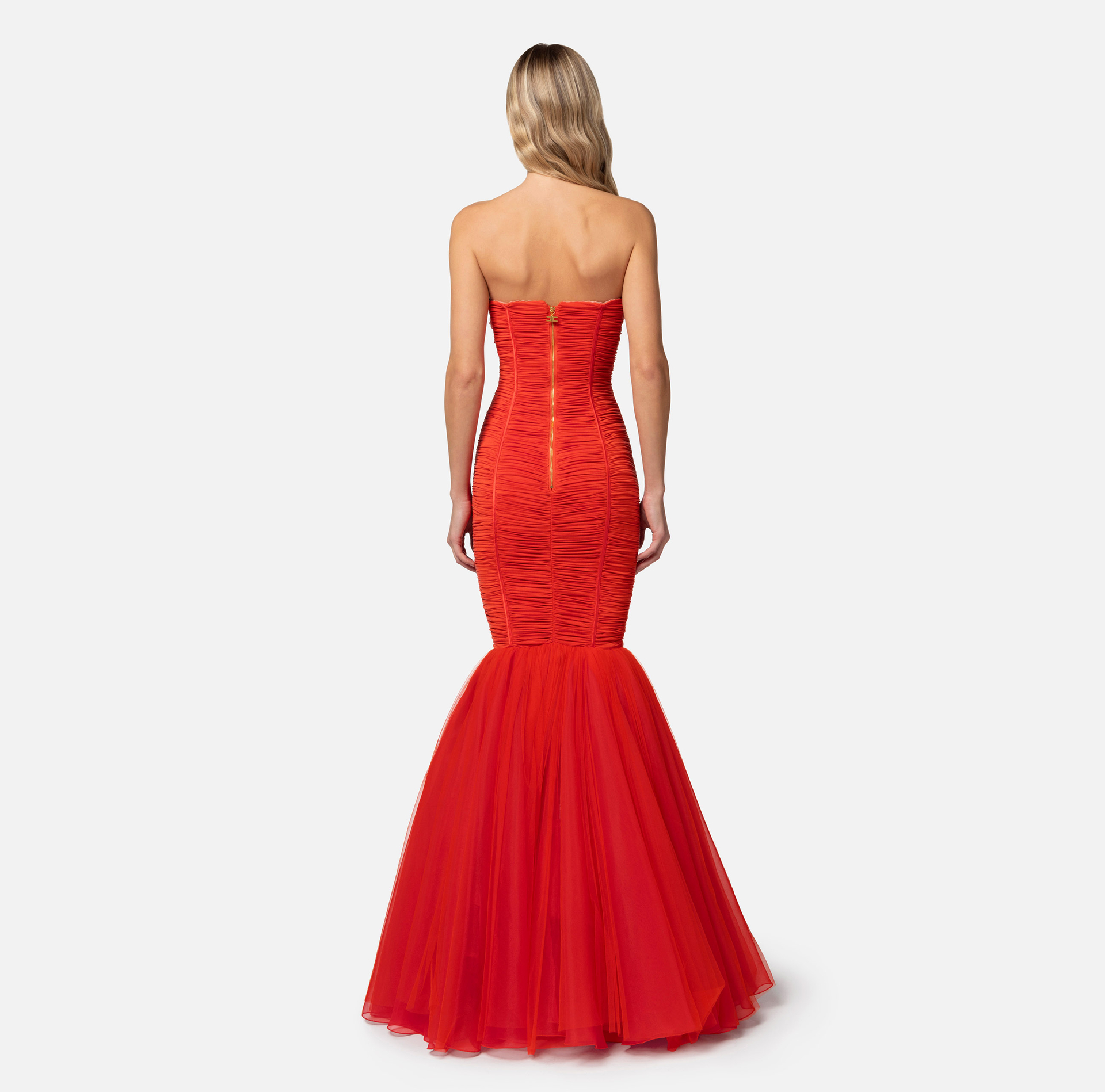 Robe Red Carpet en jersey avec volant de tulle - Elisabetta Franchi® Outlet