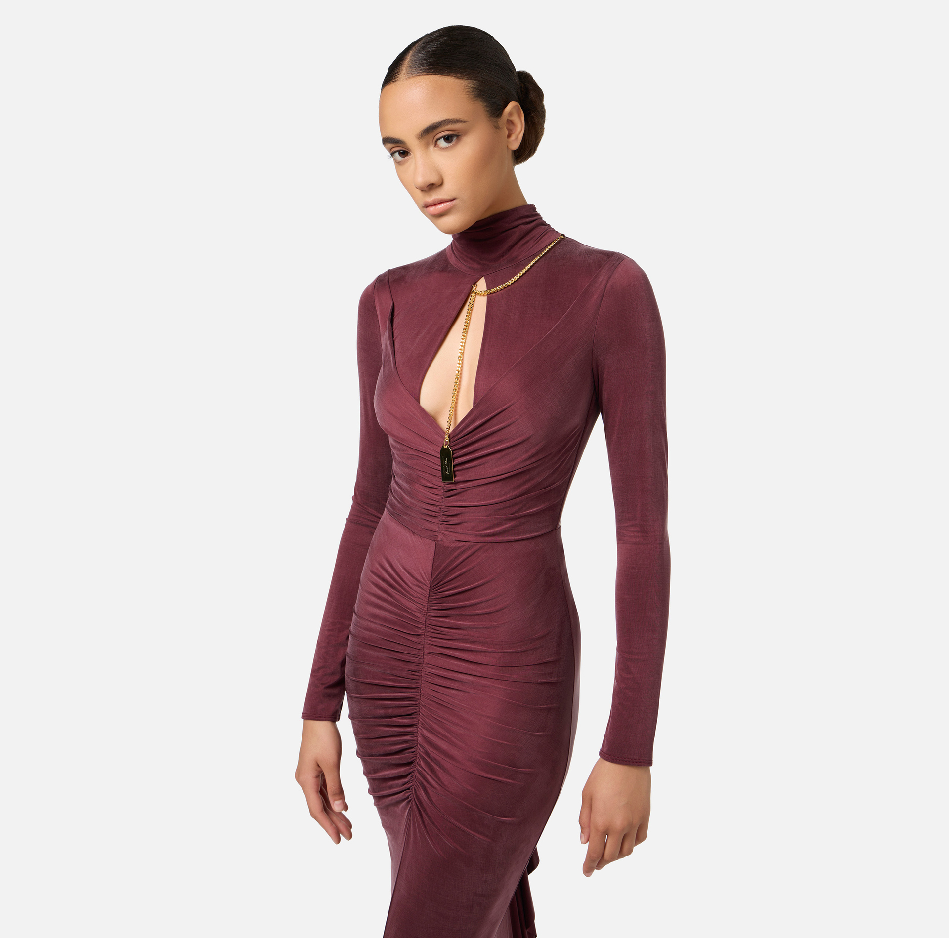 Red Carpet-Kleid aus Jersey mit Raffung und Kette | Elisabetta Franchi® Outlet