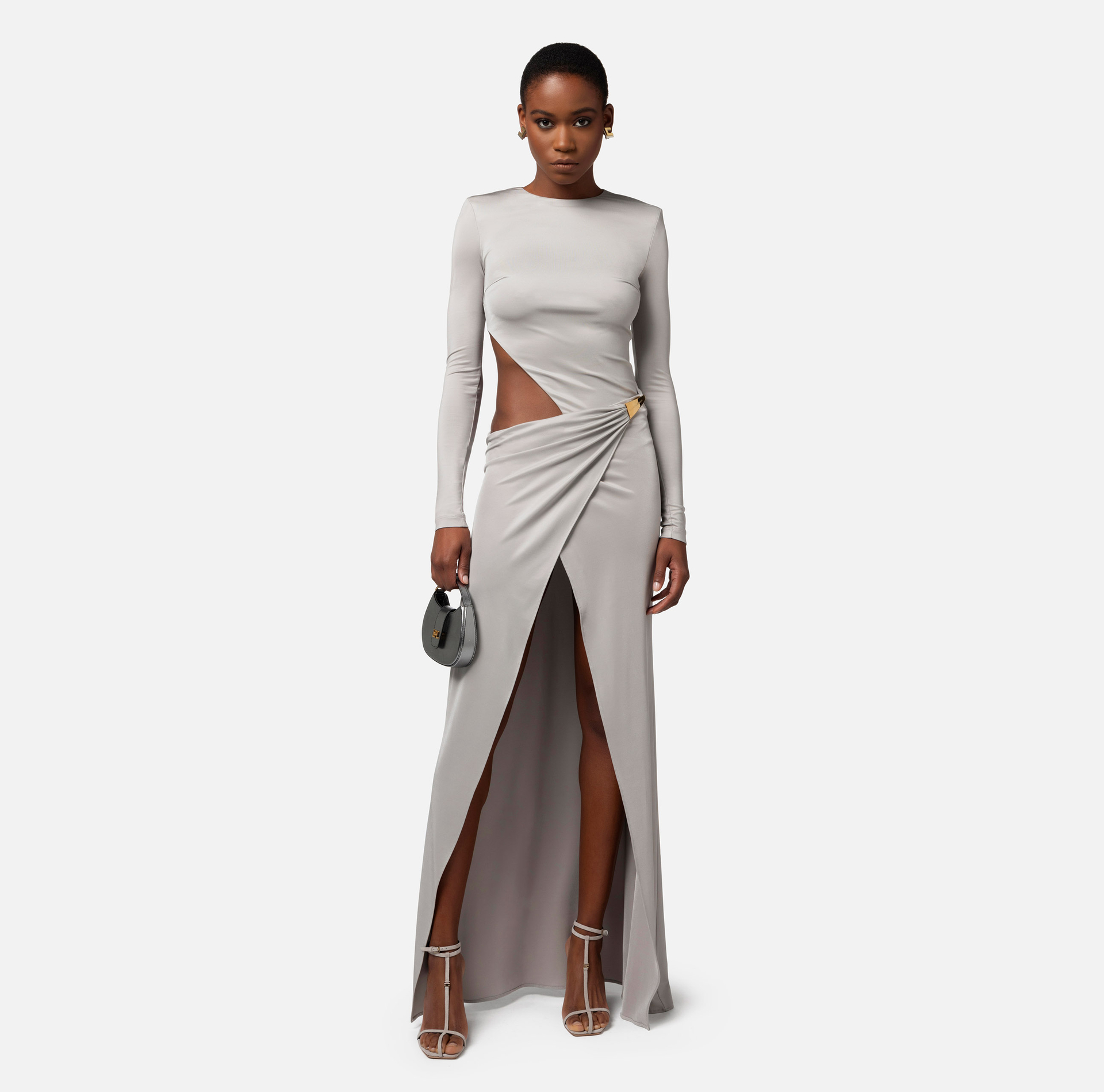 Red Carpet dress in jersey with snap hook - Elisabetta Franchi® Outlet