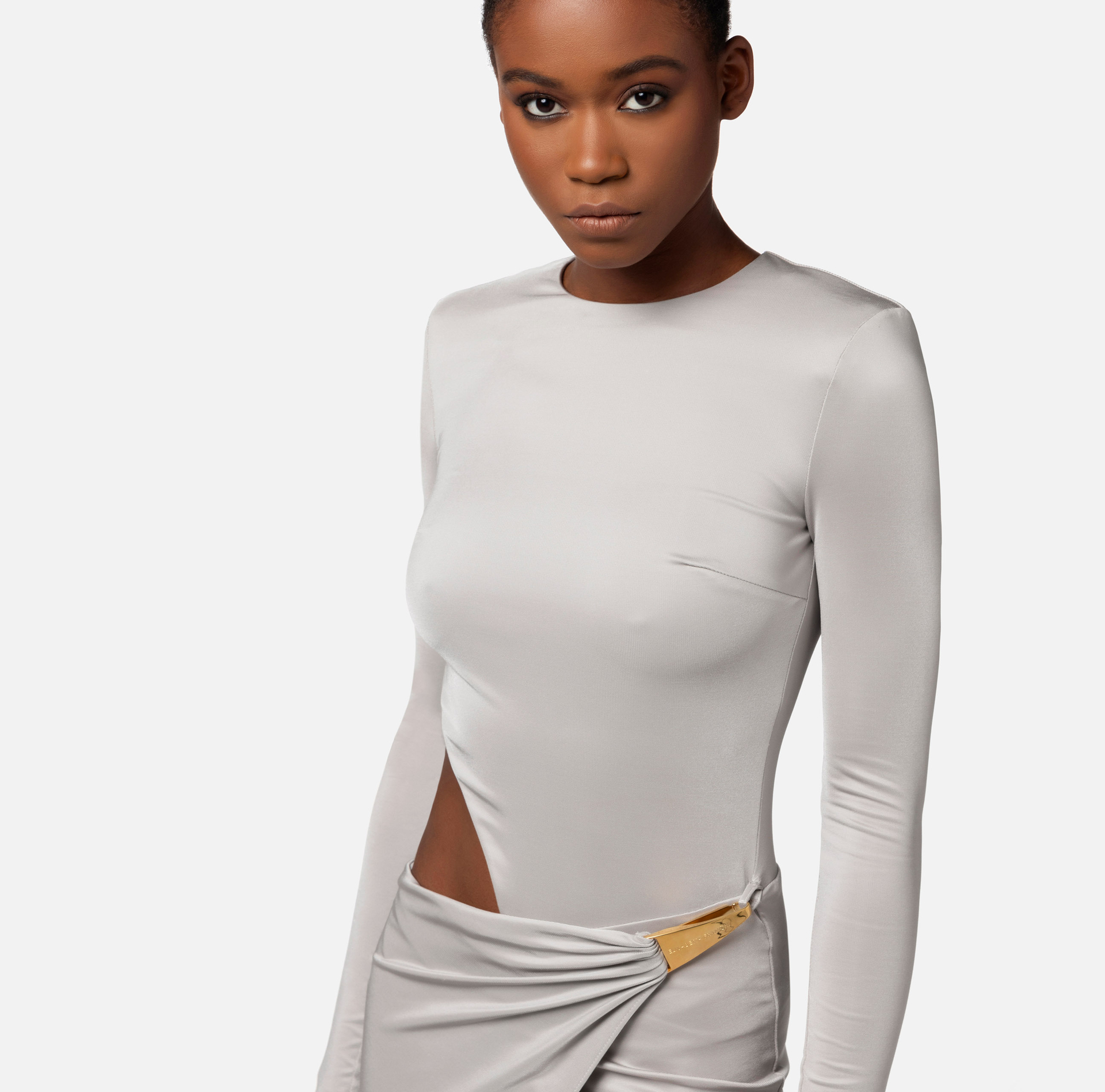 Red Carpet dress in jersey with snap hook - Elisabetta Franchi® Outlet