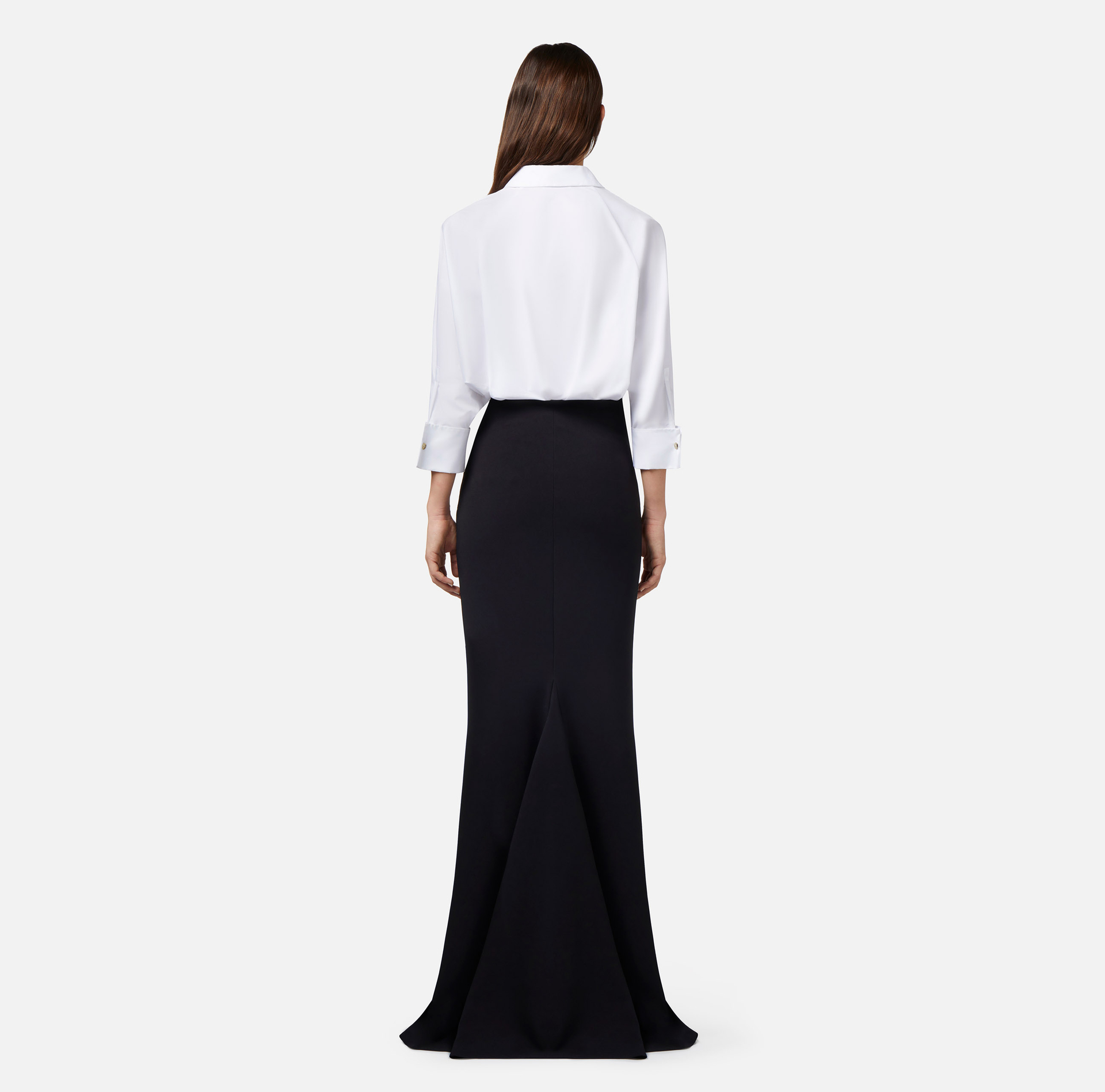 Abito red carpet combinato in cotone e crêpe - Elisabetta Franchi® Outlet
