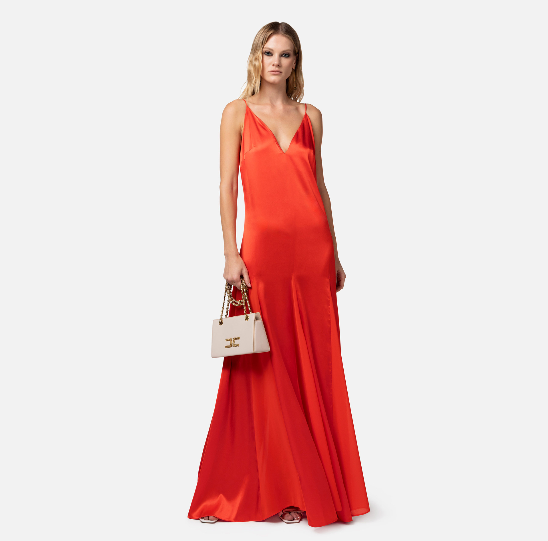 Silk red carpet dress - Elisabetta Franchi® Outlet
