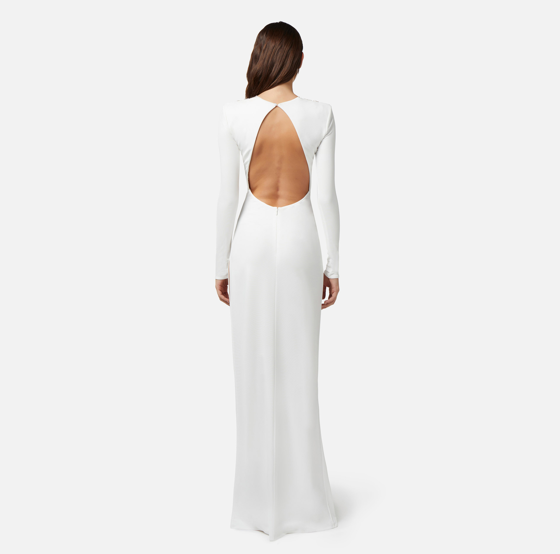 Red Carpet dress in jersey with embroidered bib - Elisabetta Franchi® Outlet