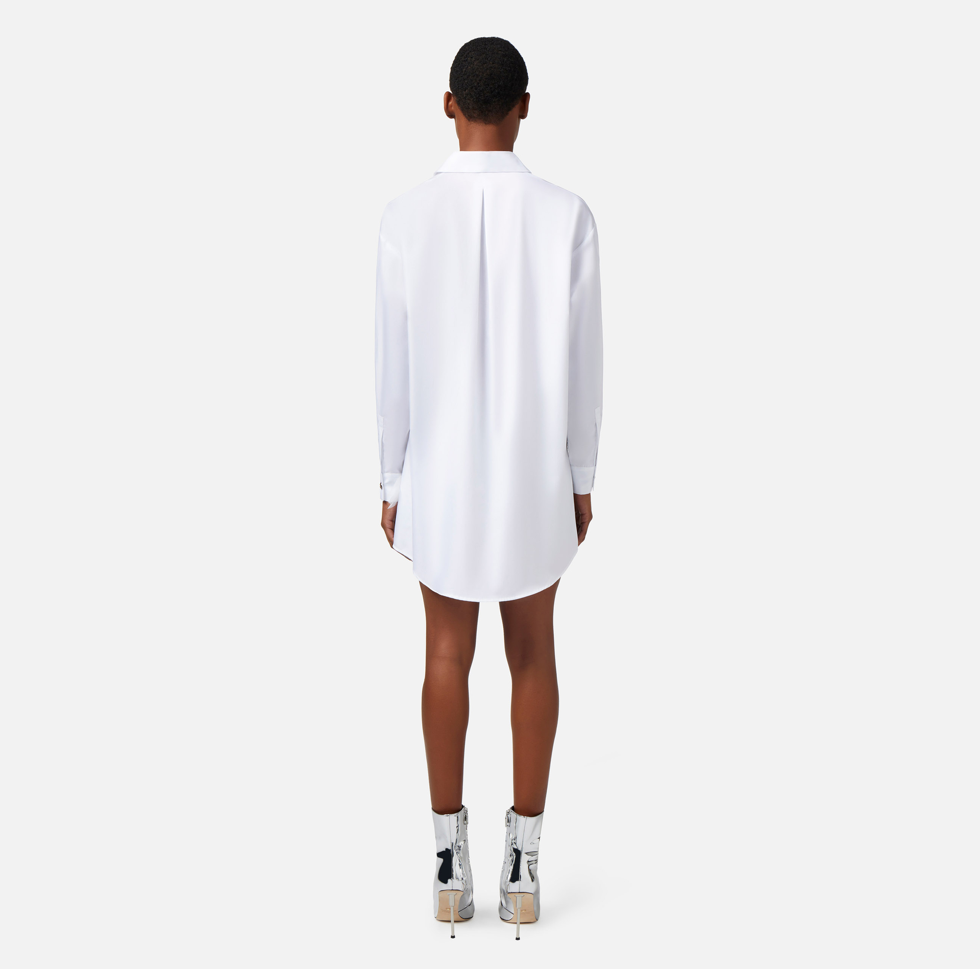 Shirt mini-dress with embroidered crêpe skirt - Elisabetta Franchi® Outlet