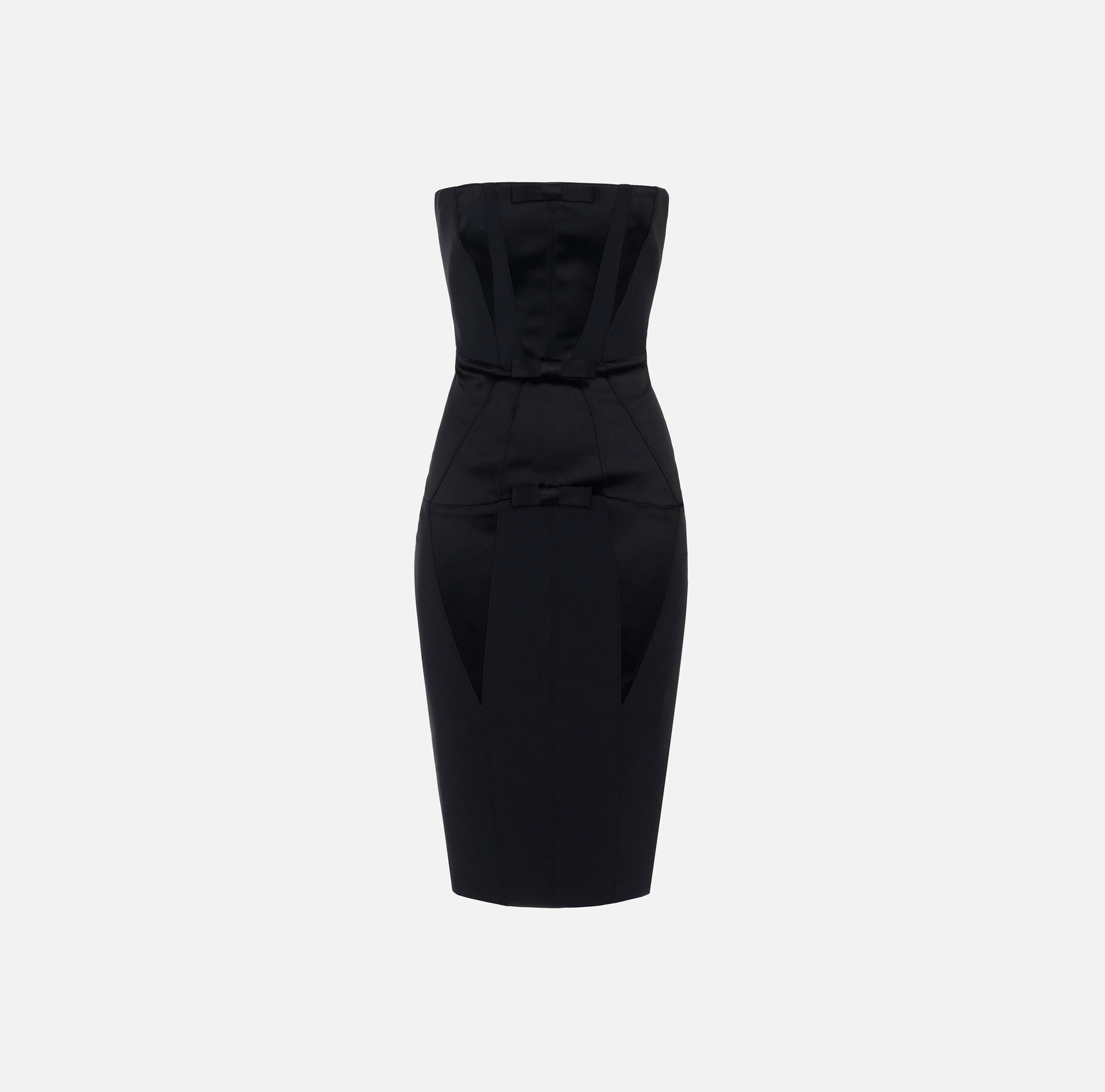 Robe midi en crêpe avec bouffettes en satin - Elisabetta Franchi® Outlet