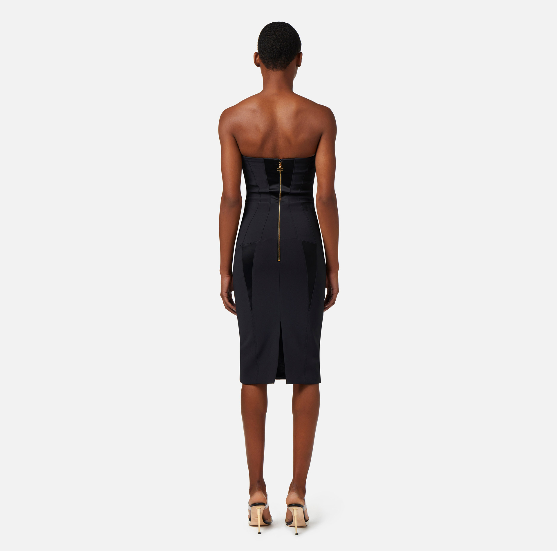 Robe midi en crêpe avec bouffettes en satin - Elisabetta Franchi® Outlet