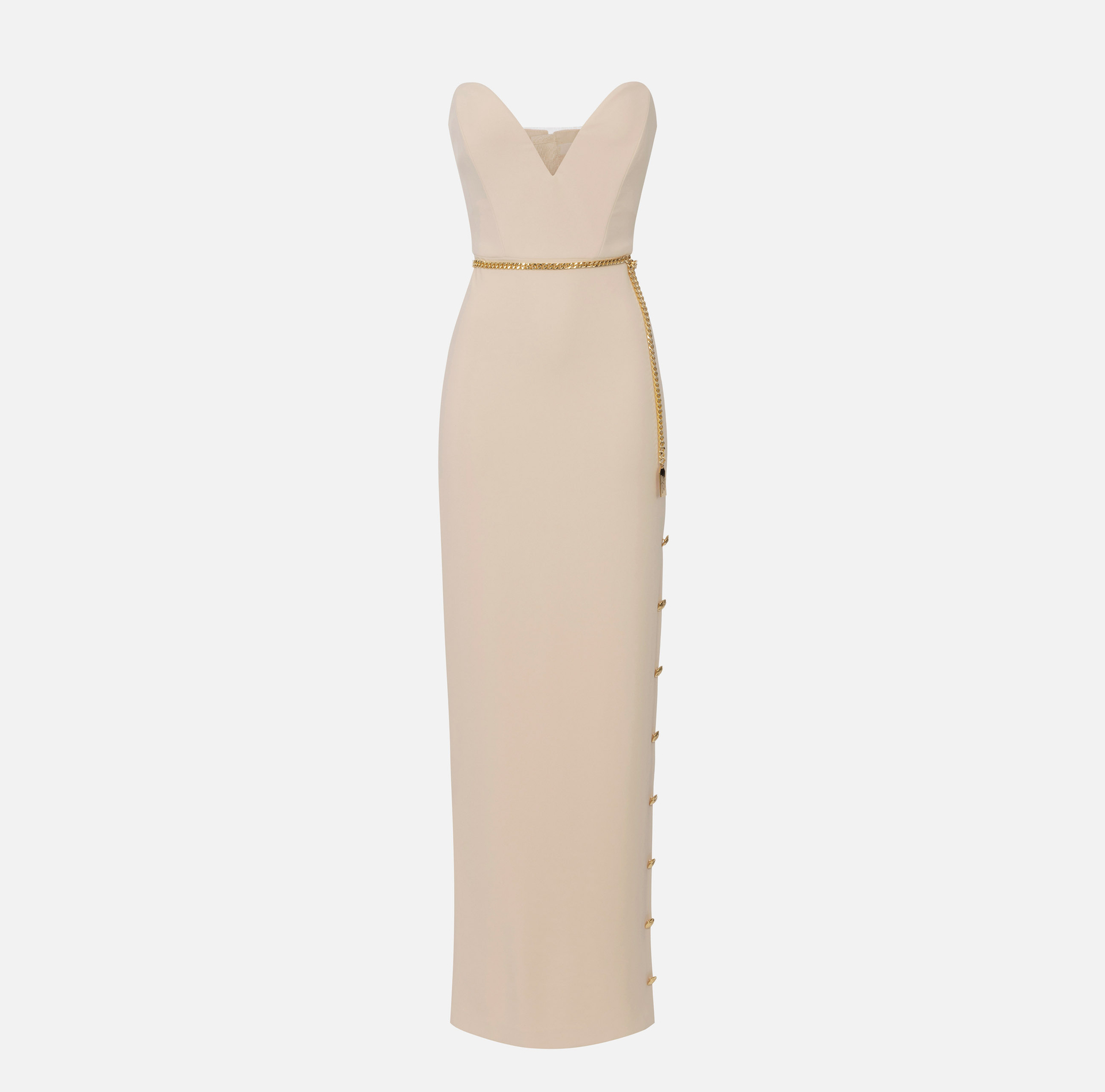 Red carpet dress in crêpe fabric with bustier neckline | Elisabetta Franchi® Outlet