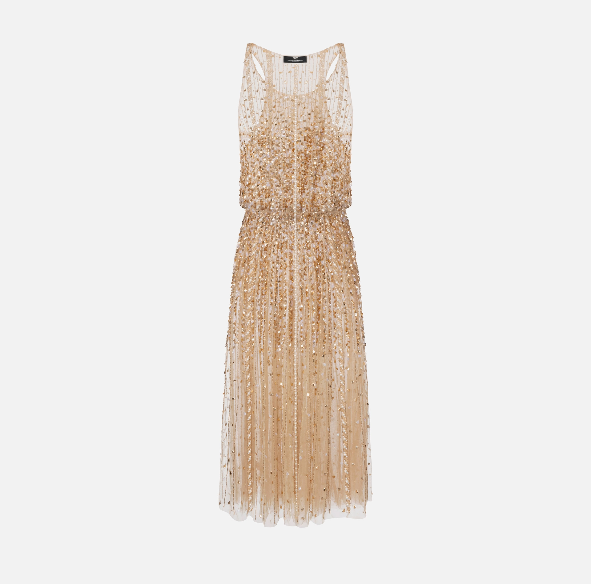 Robe midi en tulle brodé - Elisabetta Franchi® Outlet