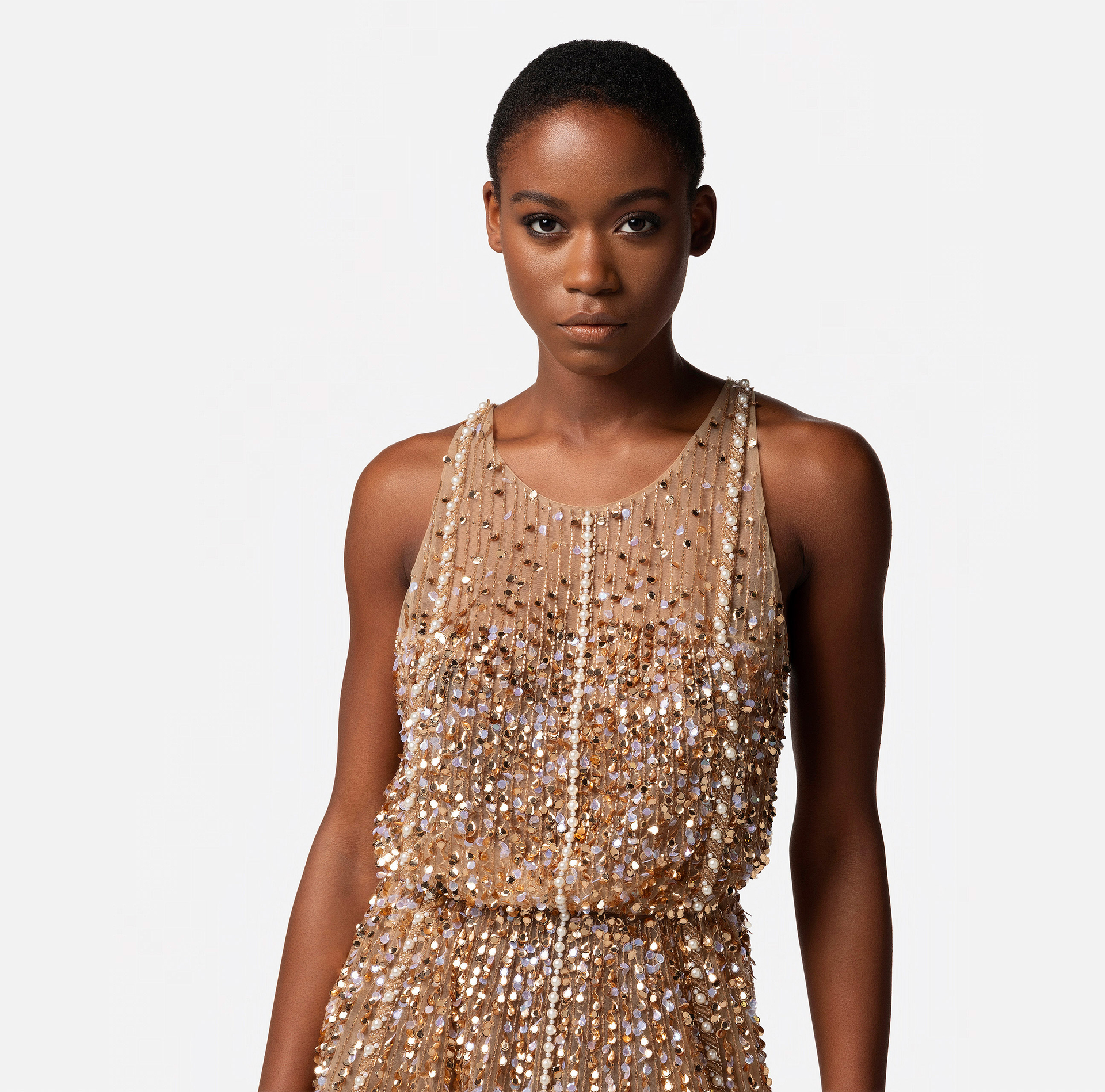 Robe midi en tulle brodé - Elisabetta Franchi® Outlet