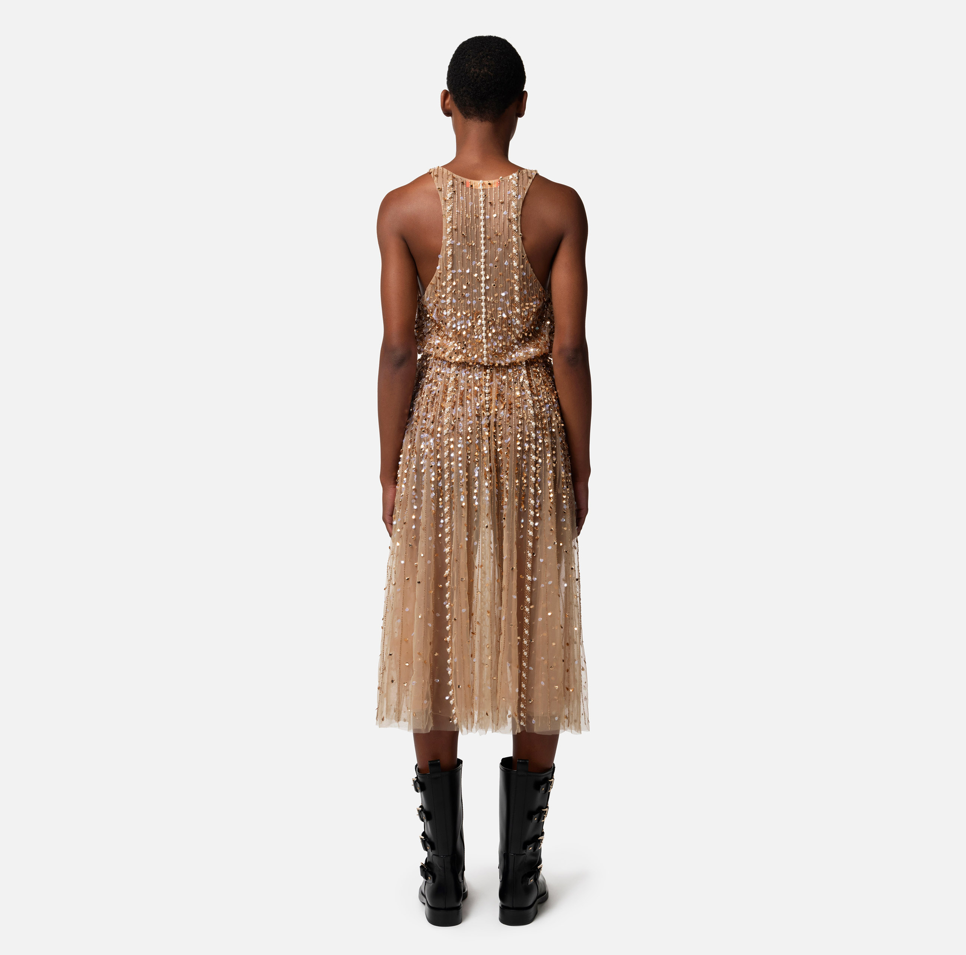 Robe midi en tulle brodé - Elisabetta Franchi® Outlet