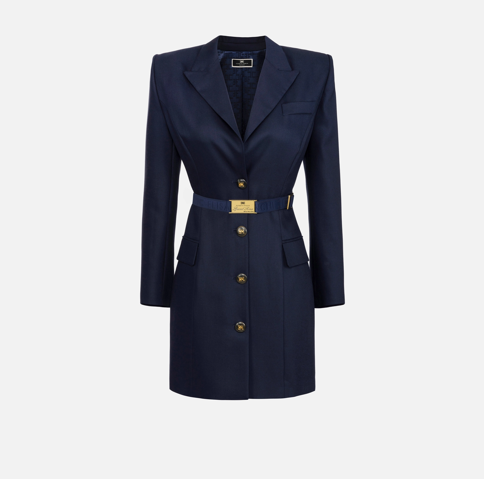Coat dress in cool wool with belt | Elisabetta Franchi® Outlet